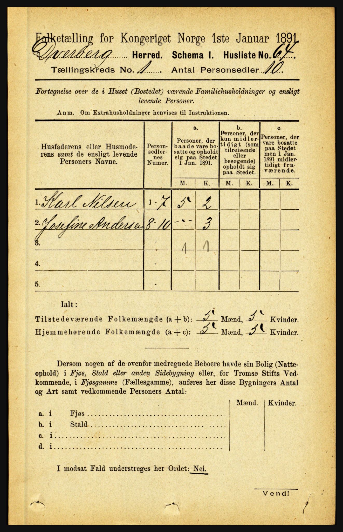 RA, 1891 census for 1872 Dverberg, 1891, p. 87