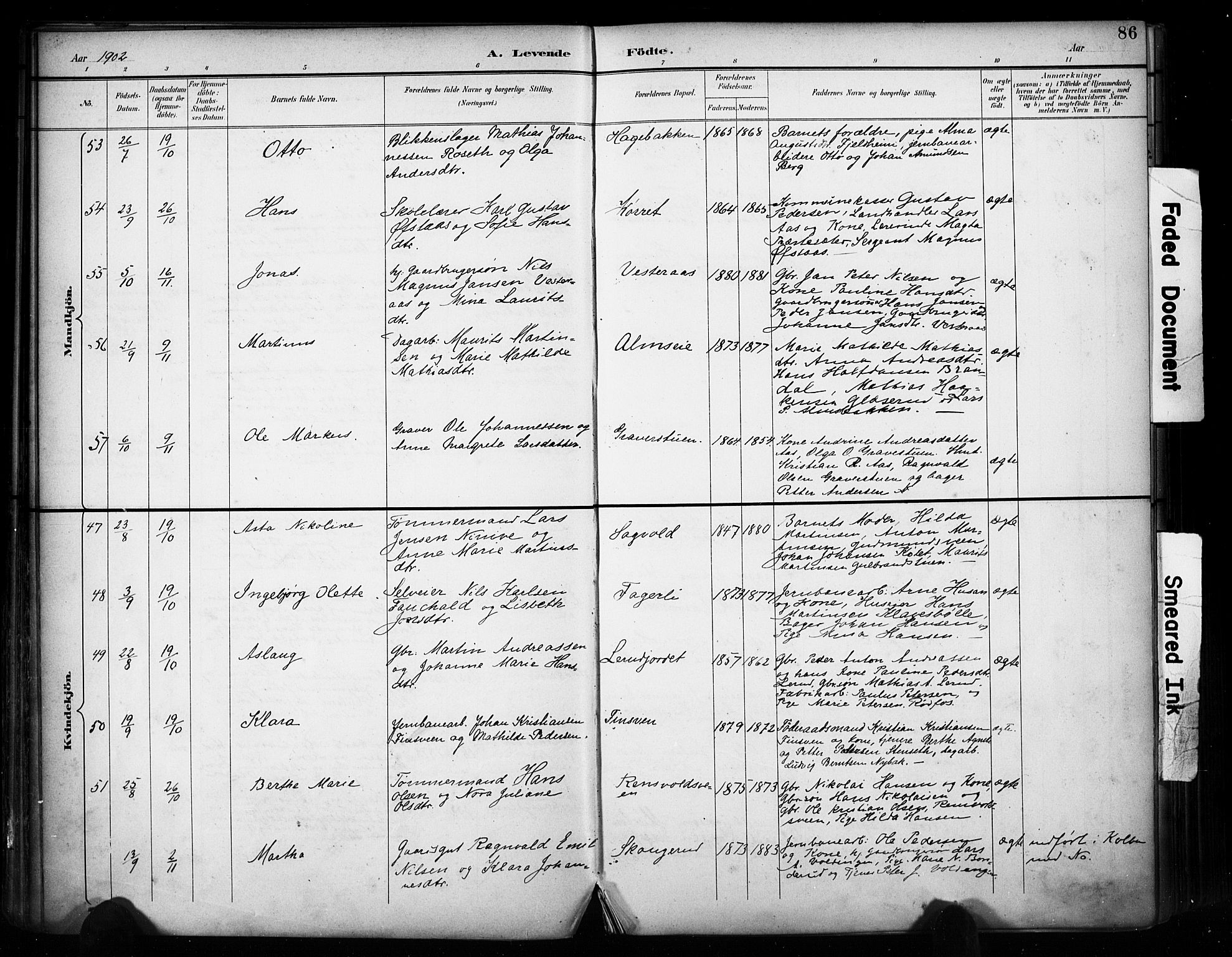 Vestre Toten prestekontor, SAH/PREST-108/H/Ha/Haa/L0011: Parish register (official) no. 11, 1895-1906, p. 86