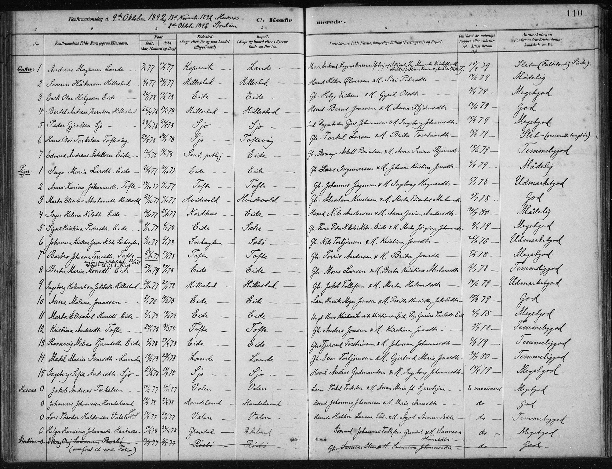 Fjelberg sokneprestembete, SAB/A-75201/H/Haa: Parish register (official) no. C  1, 1879-1918, p. 110