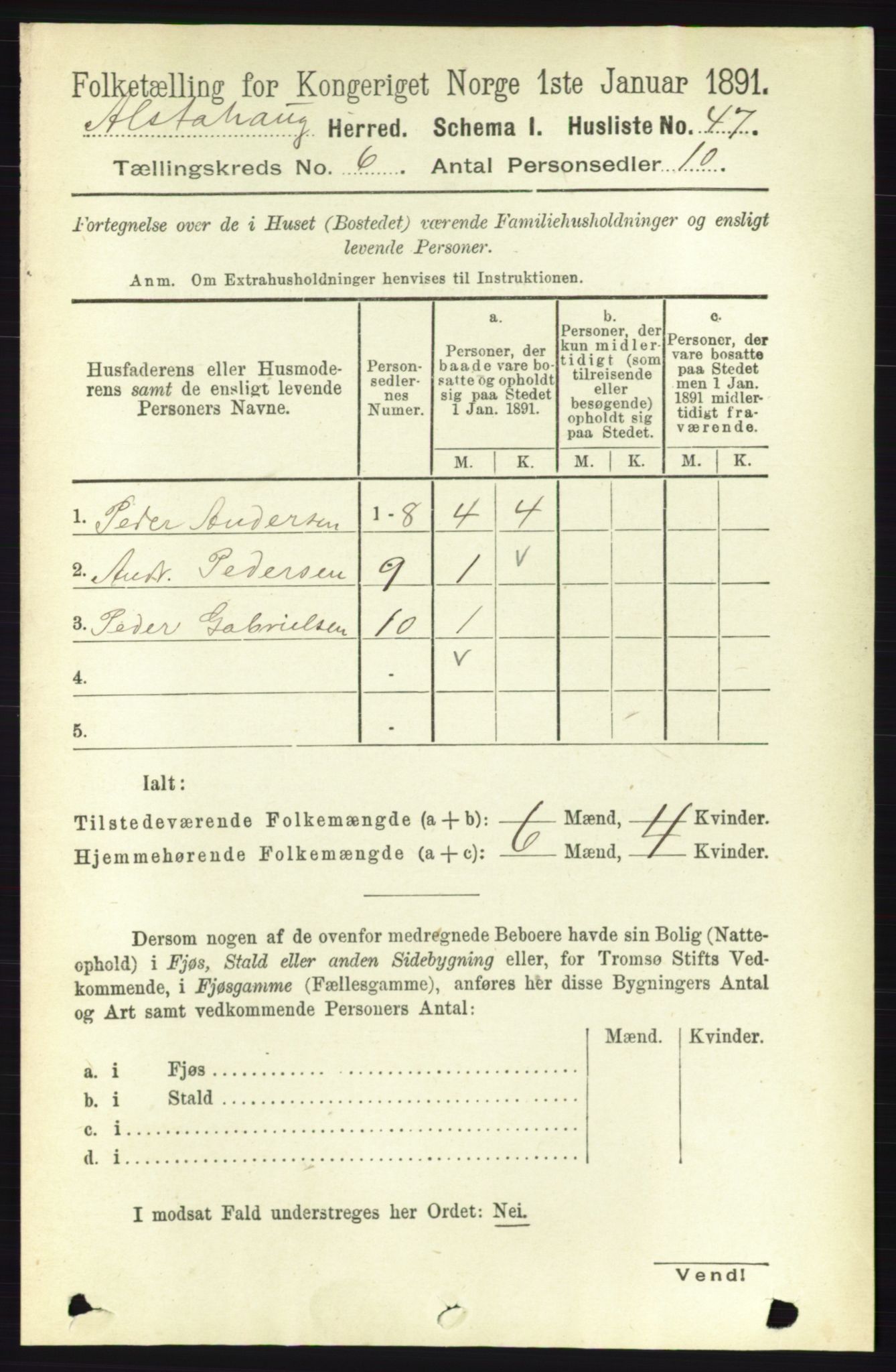 RA, 1891 census for 1820 Alstahaug, 1891, p. 2091