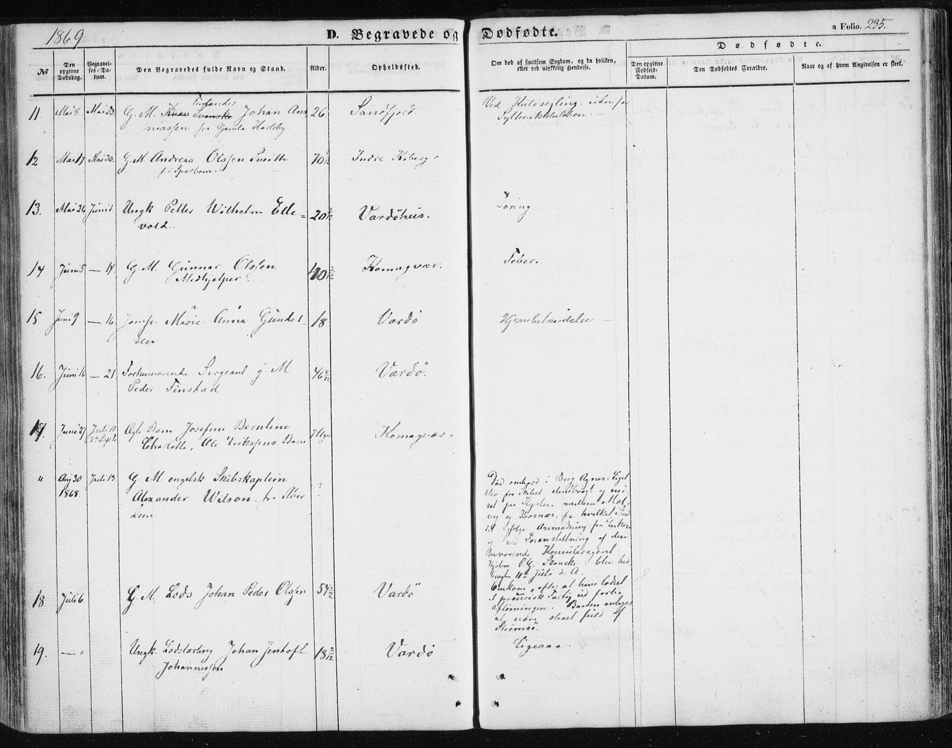 Vardø sokneprestkontor, SATØ/S-1332/H/Ha/L0004kirke: Parish register (official) no. 4, 1862-1871, p. 235