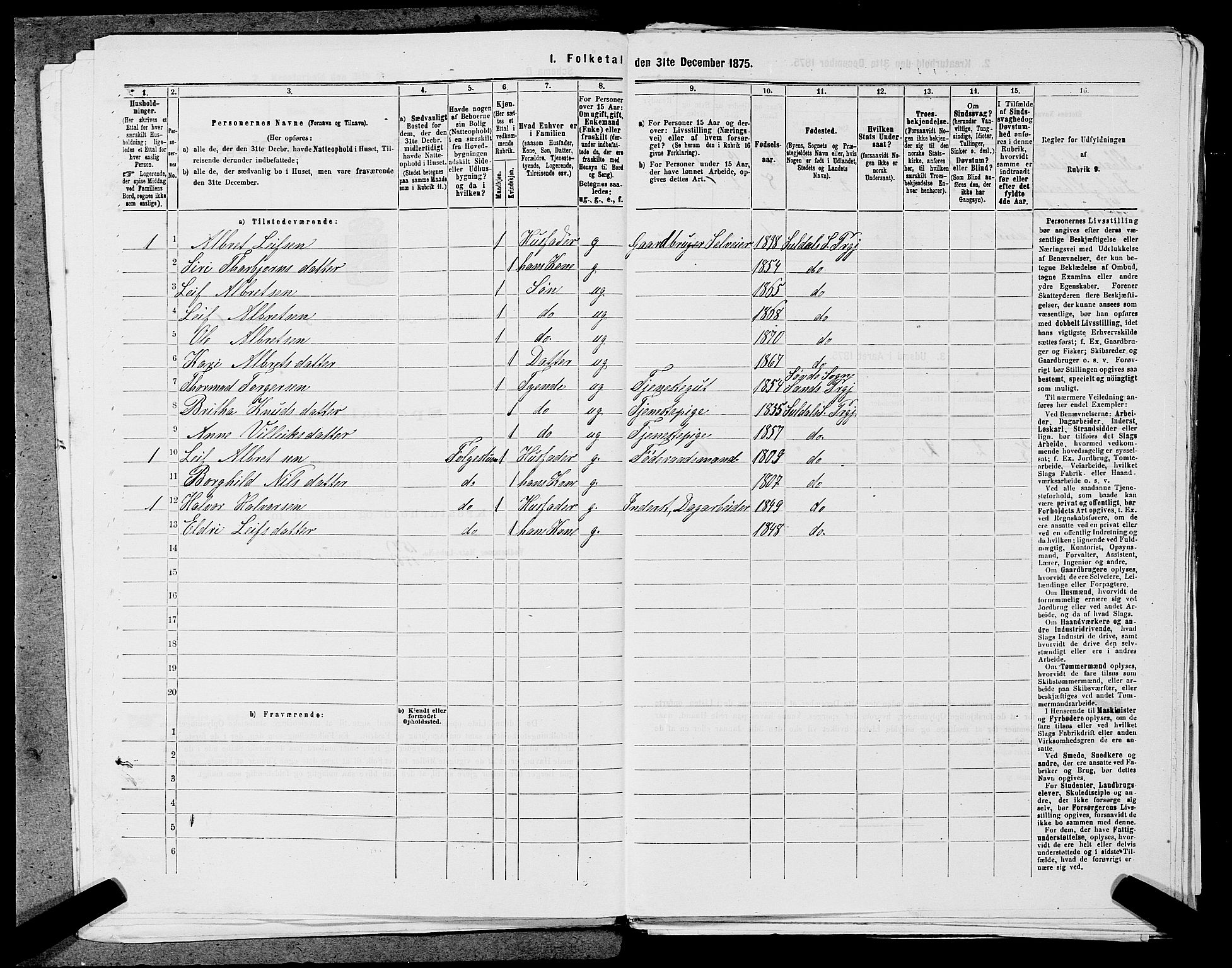 SAST, 1875 census for 1134P Suldal, 1875, p. 578