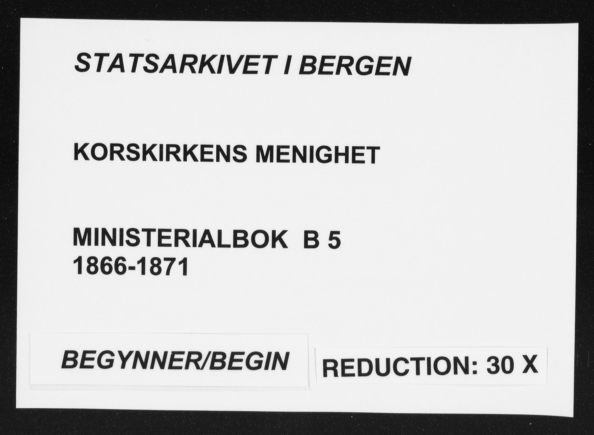 Korskirken sokneprestembete, AV/SAB-A-76101/H/Haa/L0019: Parish register (official) no. B 5, 1866-1871