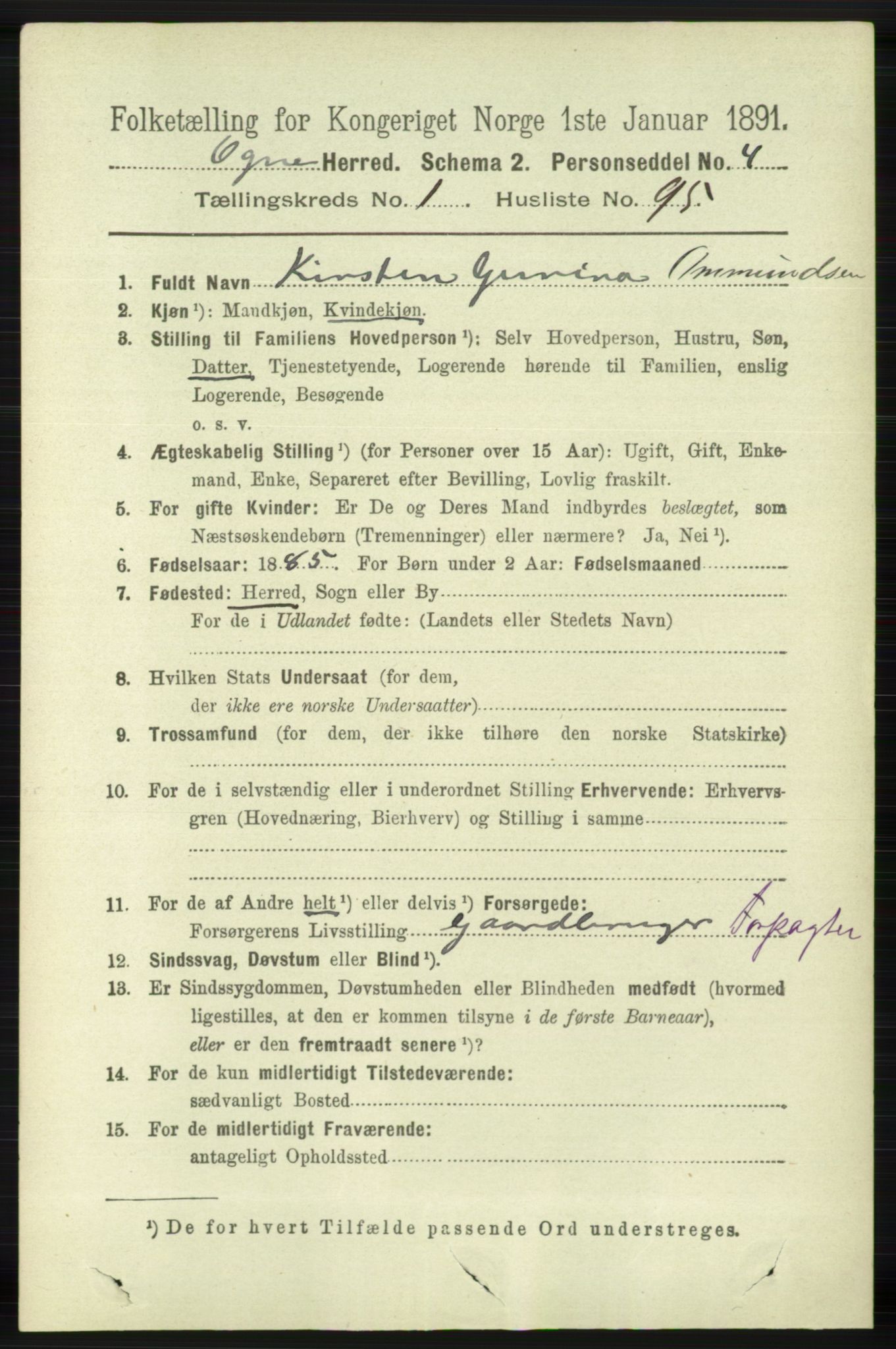 RA, 1891 census for 1117 Ogna, 1891, p. 666