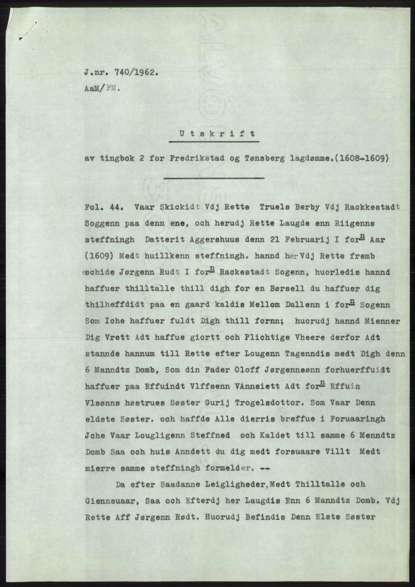 Statsarkivet i Oslo, AV/SAO-A-10621/Z/Zd/L0016: Avskrifter, j.nr 706-1878/1962, 1962, p. 13