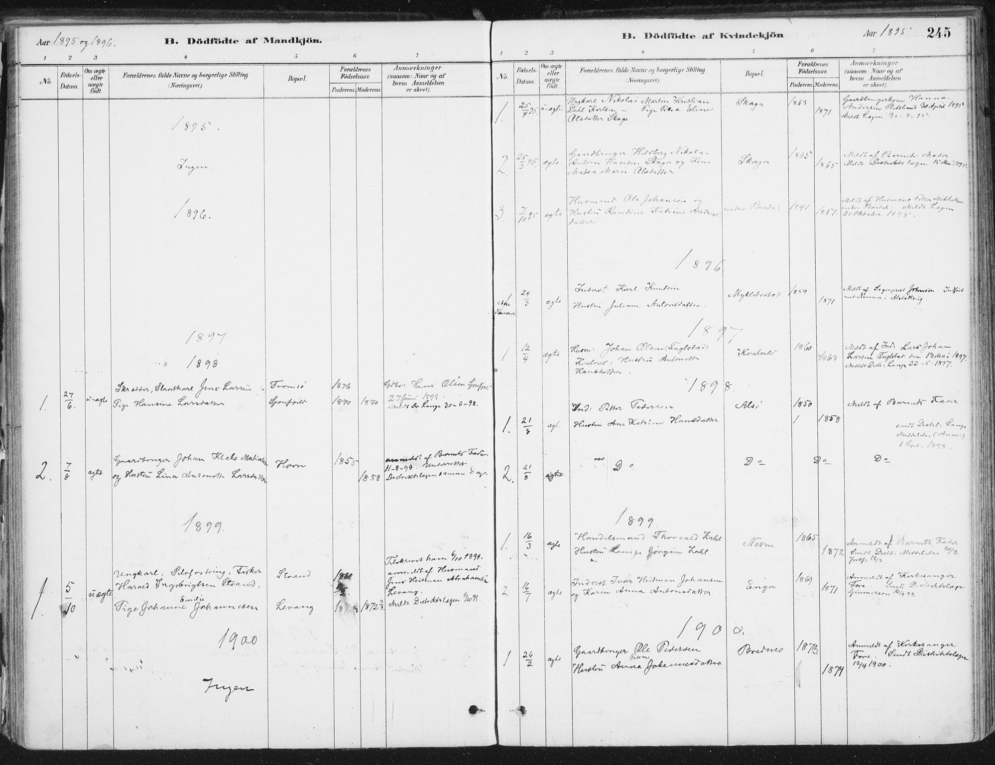 Ministerialprotokoller, klokkerbøker og fødselsregistre - Nordland, AV/SAT-A-1459/838/L0552: Parish register (official) no. 838A10, 1880-1910, p. 245