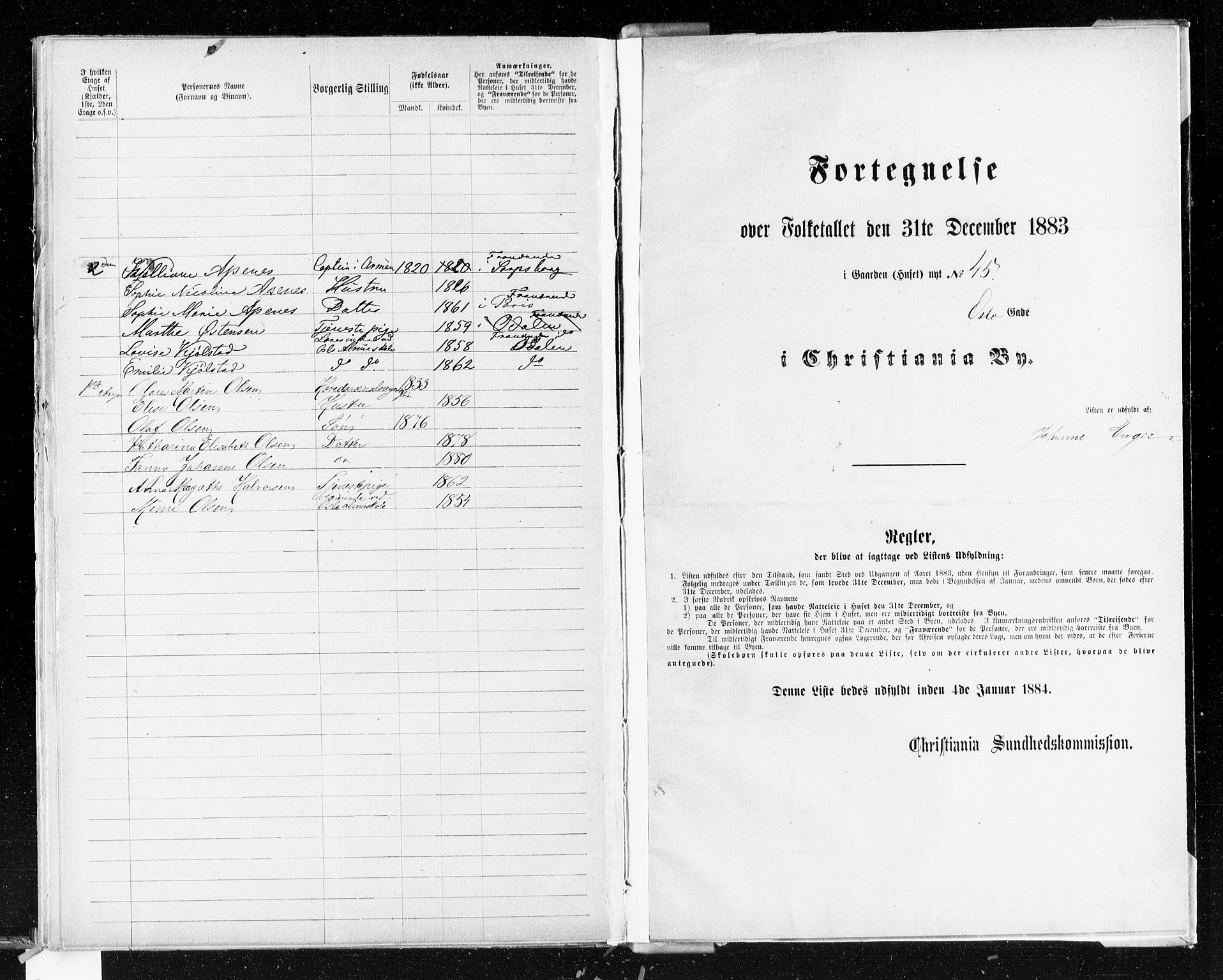 OBA, Municipal Census 1883 for Kristiania, 1883, p. 3239