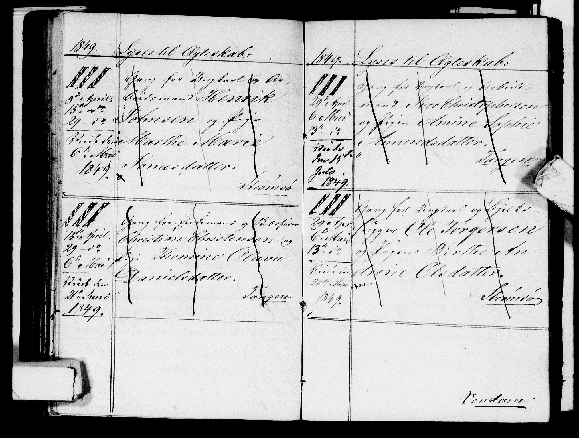 Strømsø kirkebøker, AV/SAKO-A-246/H/Ha/L0001: Banns register no. 1, 1836-1850