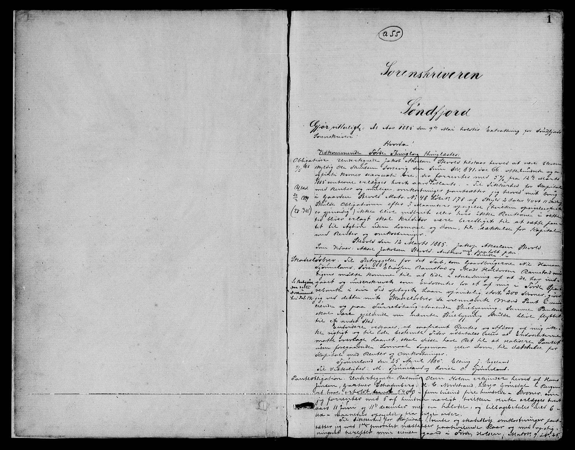 Sunnfjord tingrett, AV/SAB-A-3201/1/G/Gb/Gba/L0024a: Mortgage book no. II.B.24a, 1885-1886, p. 1