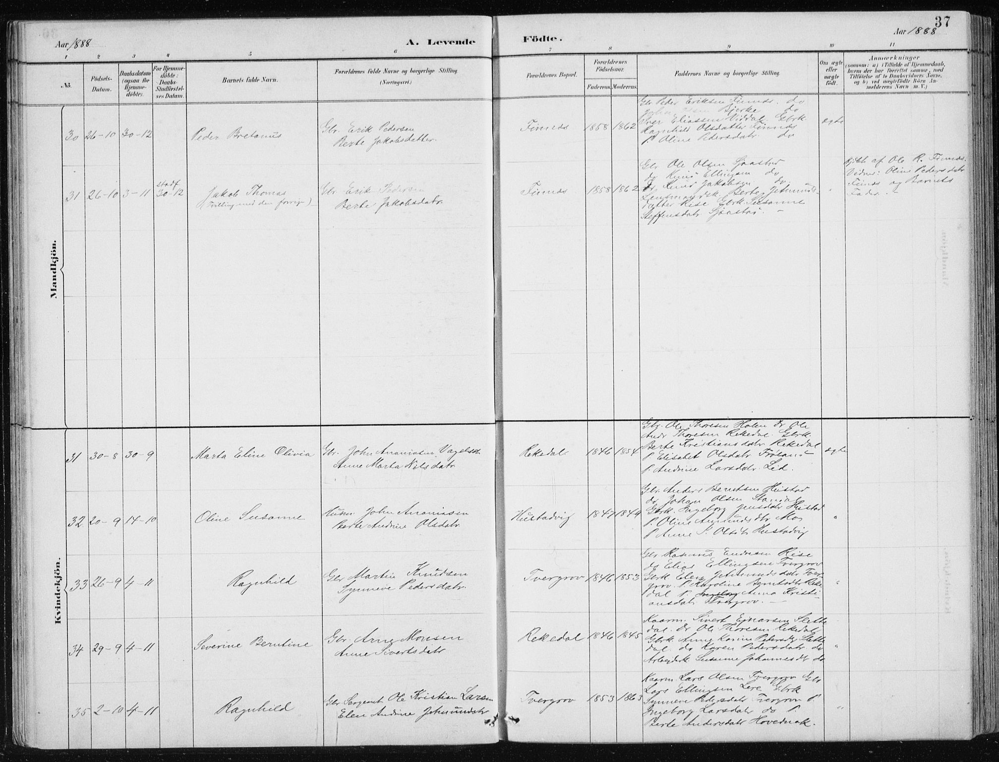 Ministerialprotokoller, klokkerbøker og fødselsregistre - Møre og Romsdal, AV/SAT-A-1454/515/L0215: Parish register (copy) no. 515C02, 1884-1906, p. 37