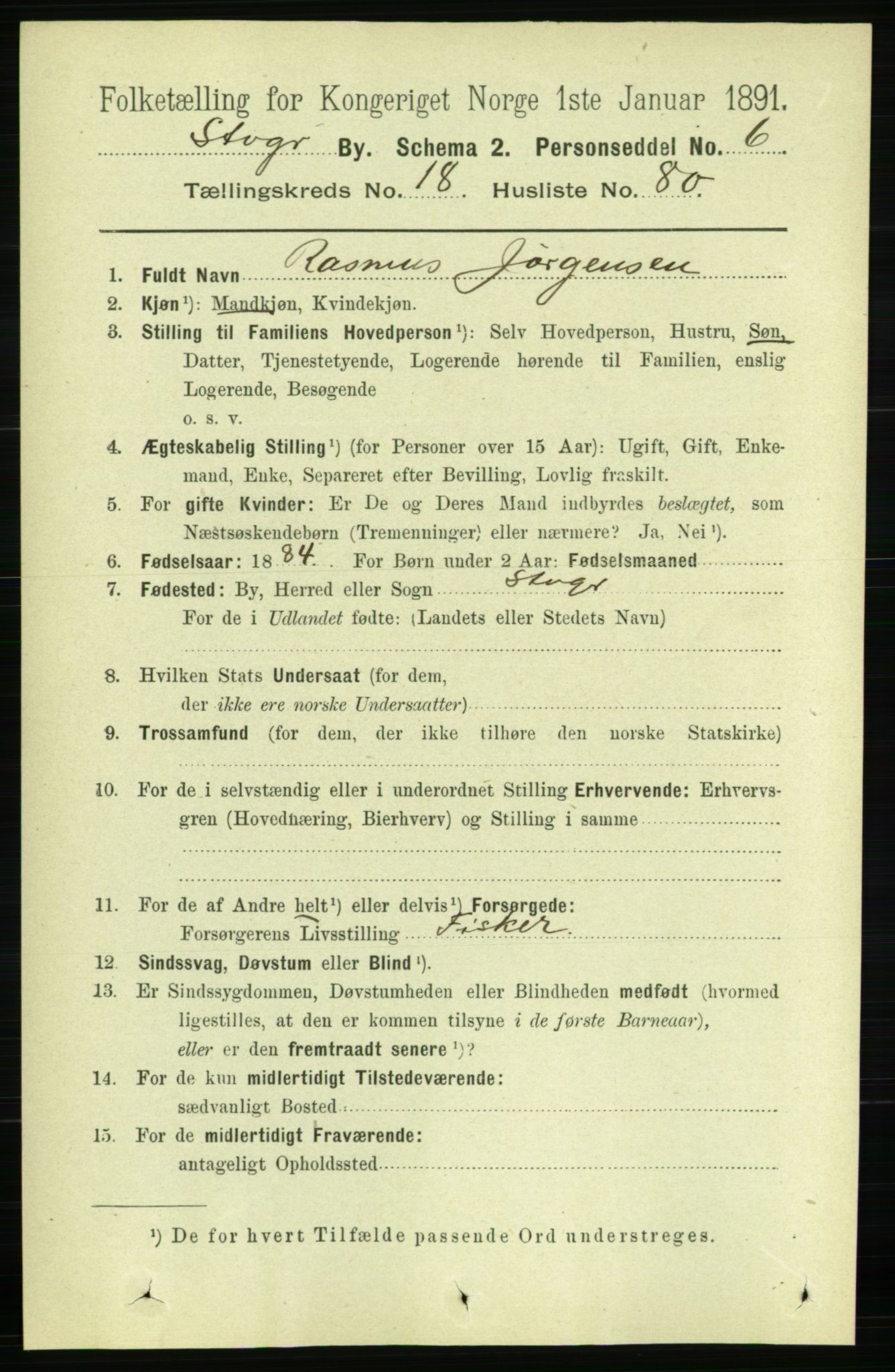 RA, 1891 census for 1103 Stavanger, 1891, p. 22382