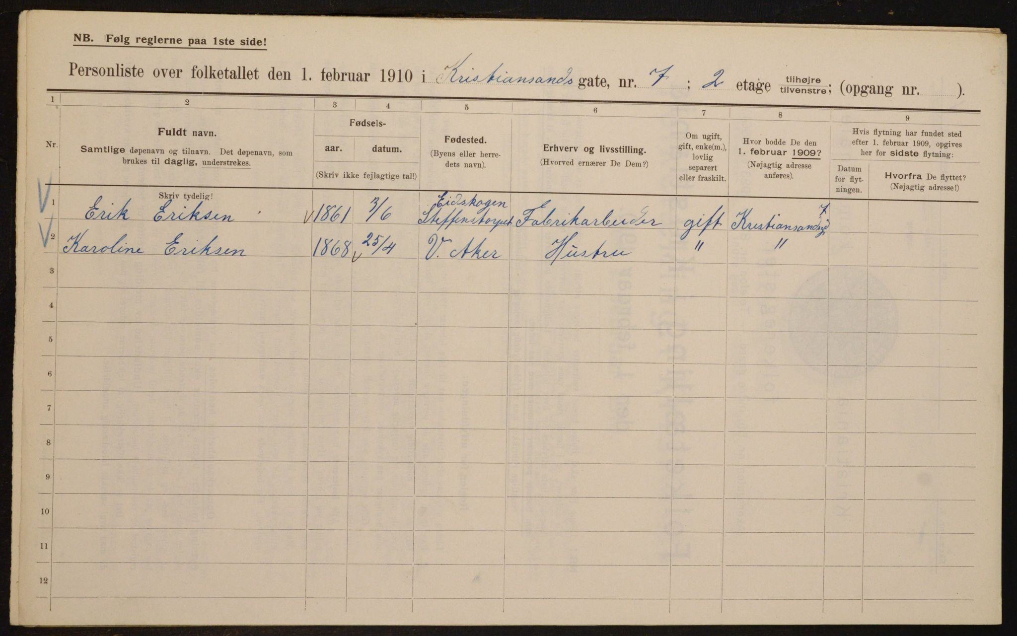 OBA, Municipal Census 1910 for Kristiania, 1910, p. 52697