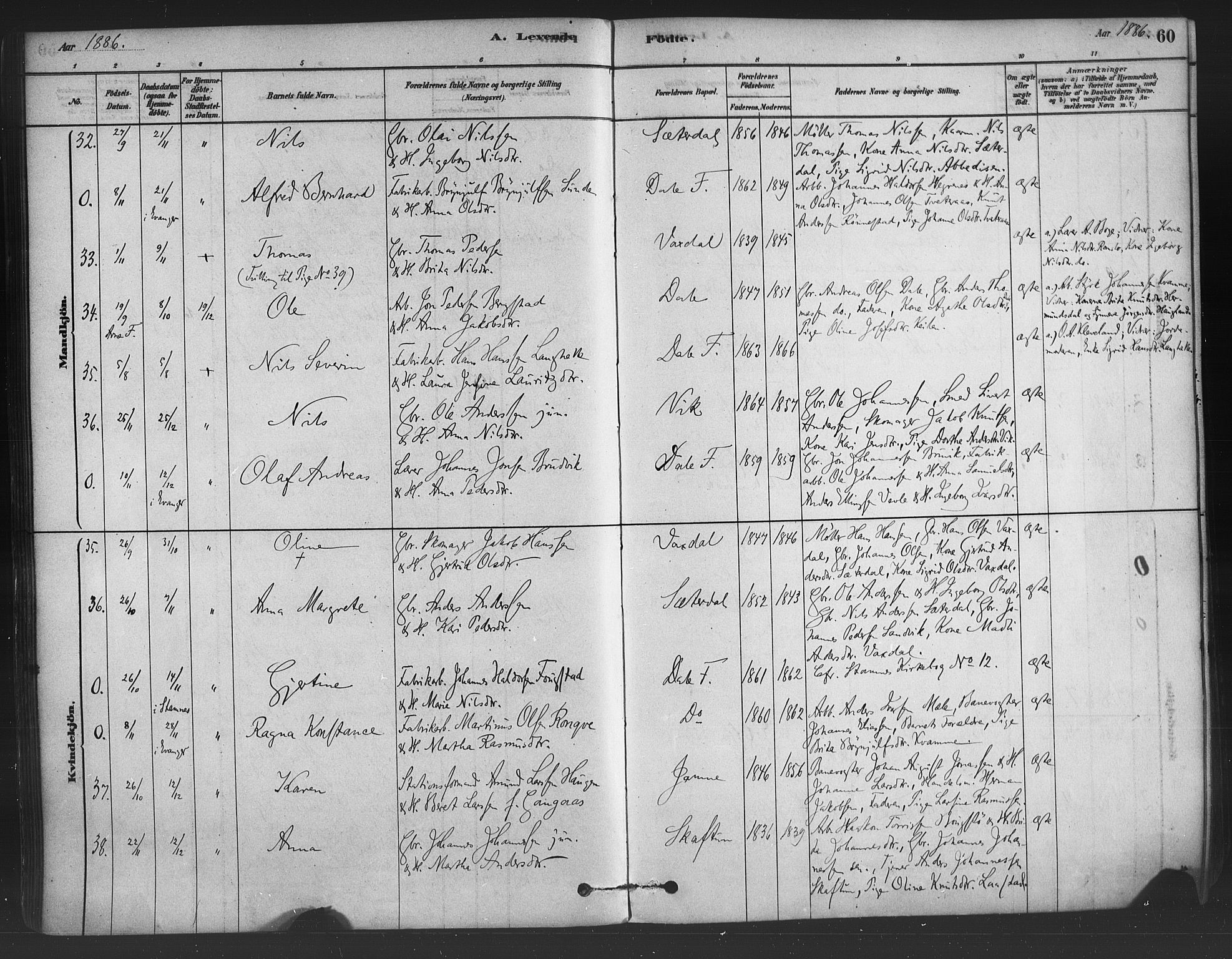 Bruvik Sokneprestembete, SAB/A-74701/H/Haa: Parish register (official) no. B 1, 1878-1904, p. 60
