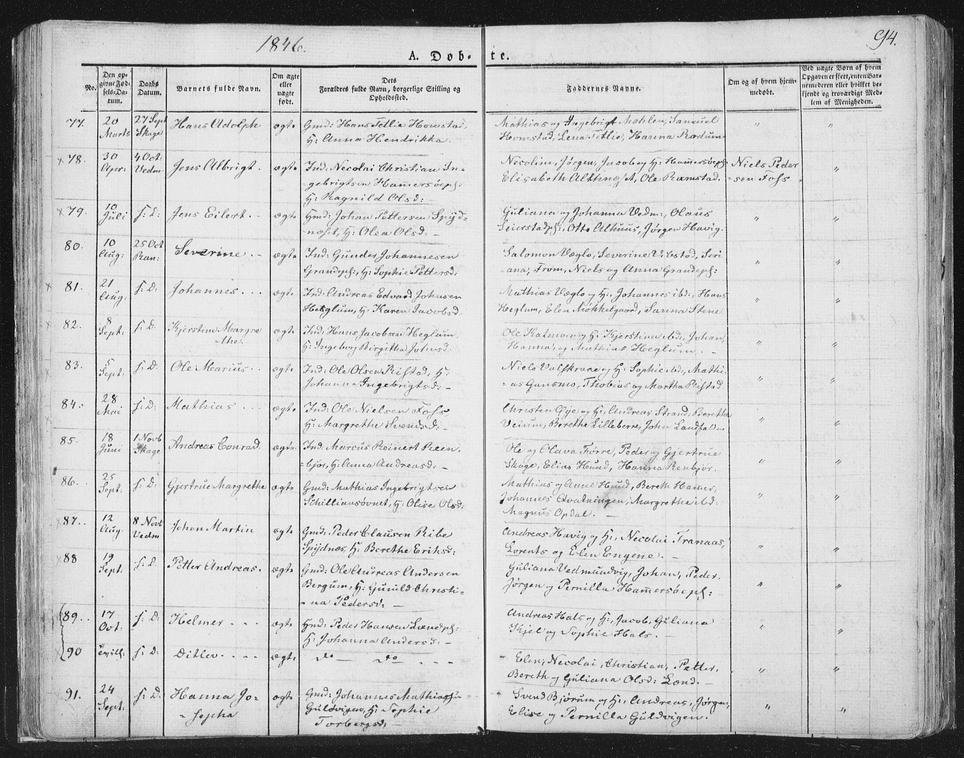 Ministerialprotokoller, klokkerbøker og fødselsregistre - Nord-Trøndelag, SAT/A-1458/764/L0551: Parish register (official) no. 764A07a, 1824-1864, p. 94