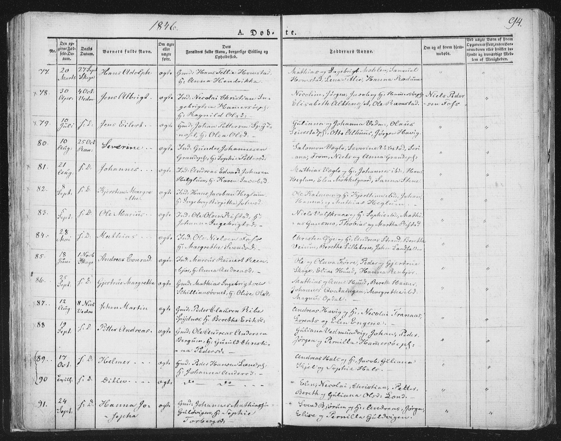 Ministerialprotokoller, klokkerbøker og fødselsregistre - Nord-Trøndelag, AV/SAT-A-1458/764/L0551: Parish register (official) no. 764A07a, 1824-1864, p. 94