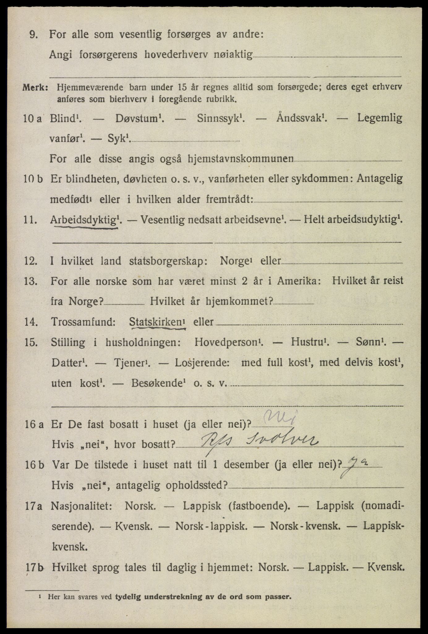 SAT, 1920 census for Langenes, 1920, p. 1145