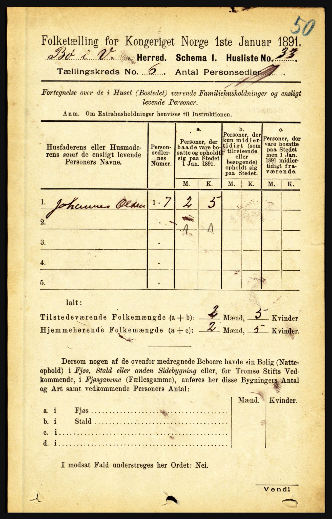 RA, 1891 census for 1867 Bø, 1891, p. 2147