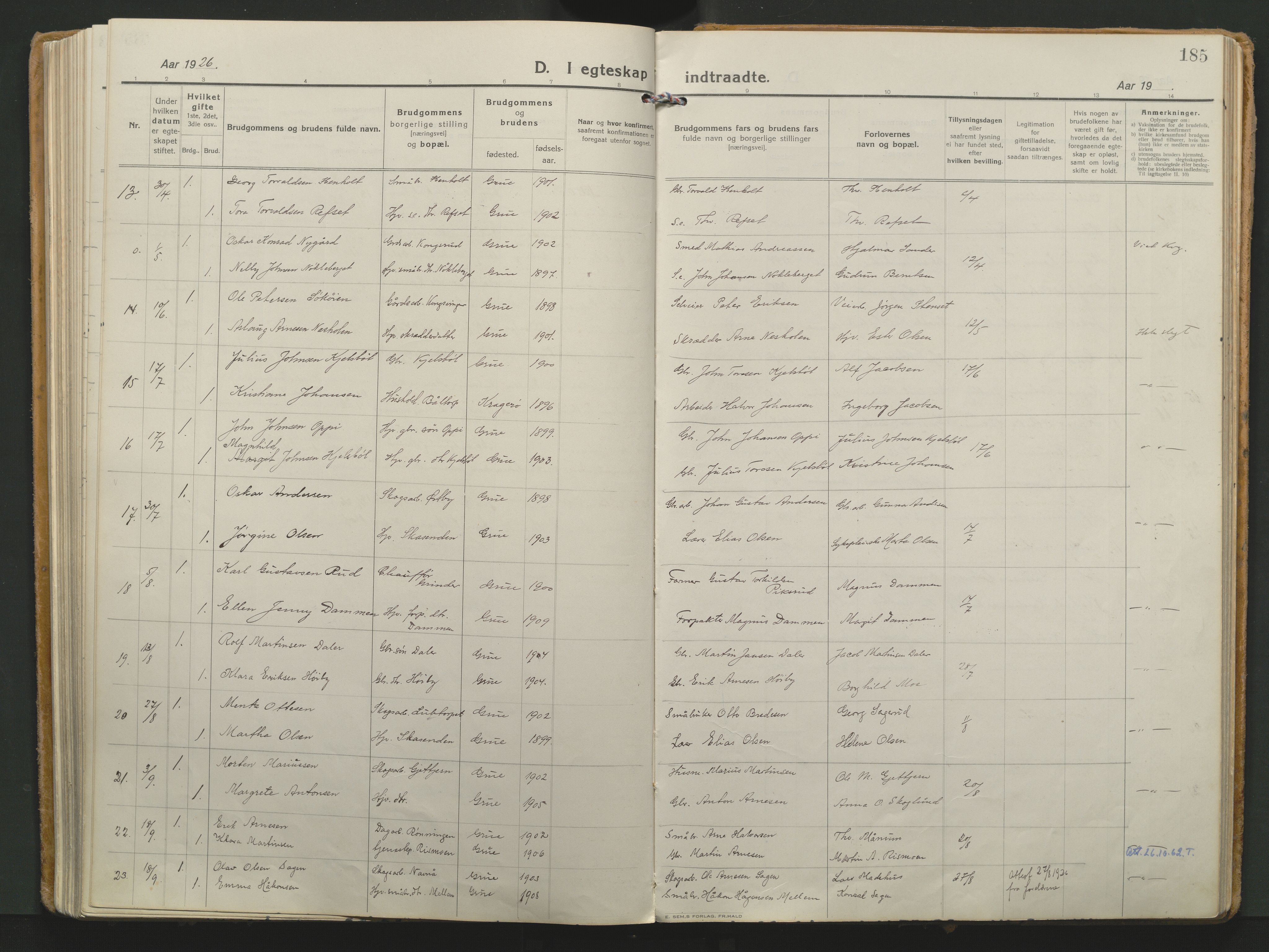 Grue prestekontor, AV/SAH-PREST-036/H/Ha/Haa/L0018: Parish register (official) no. 18, 1923-1940, p. 185