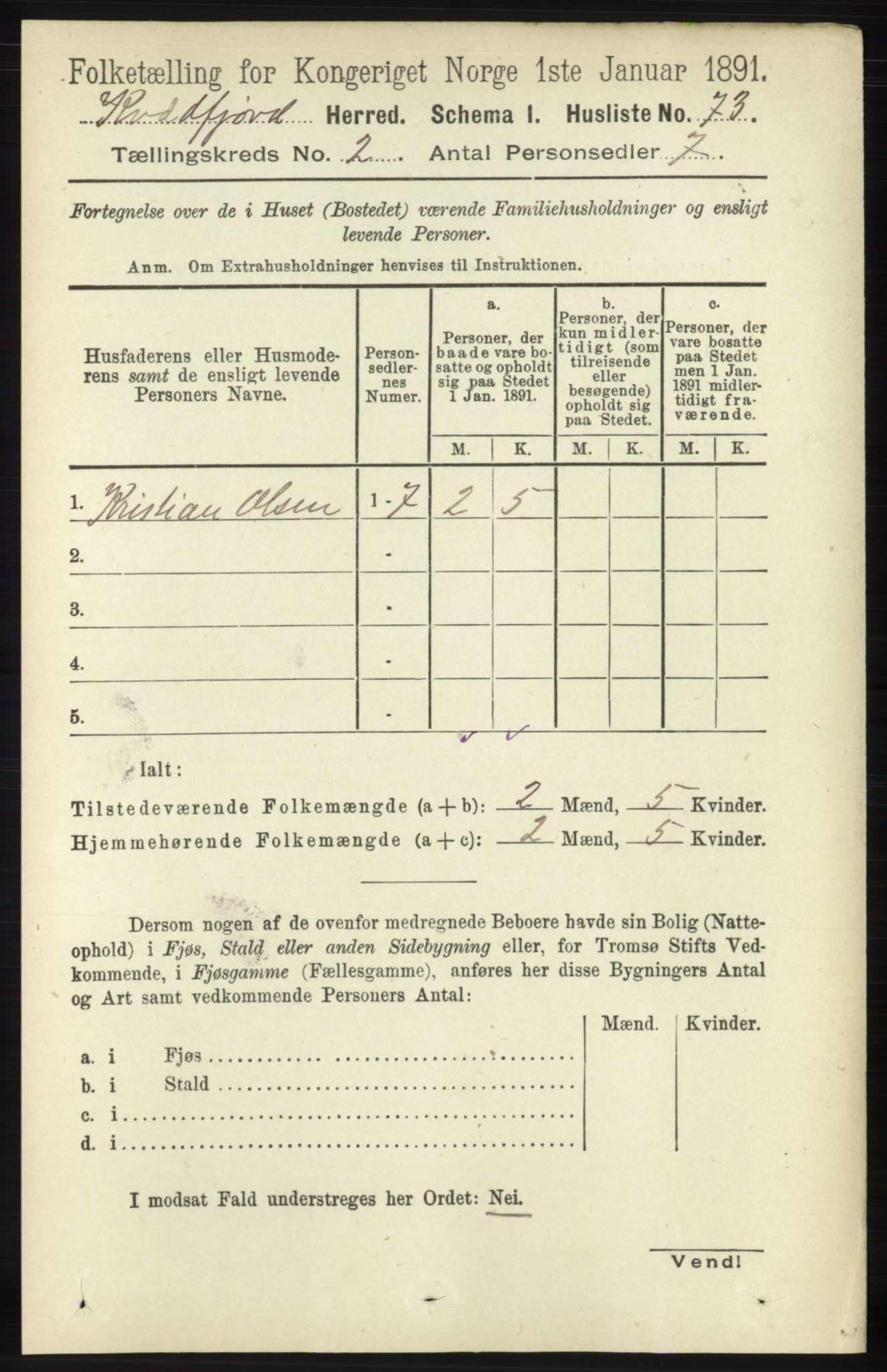 RA, 1891 census for 1911 Kvæfjord, 1891, p. 700