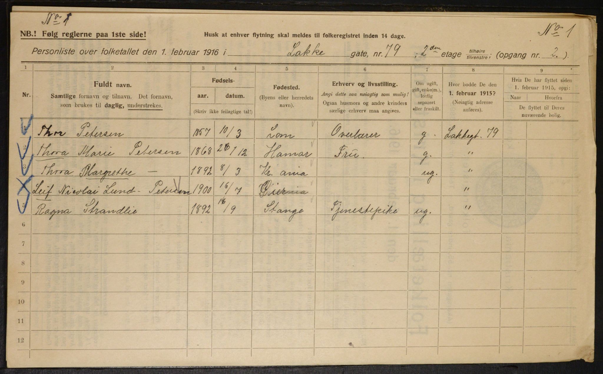 OBA, Municipal Census 1916 for Kristiania, 1916, p. 57451