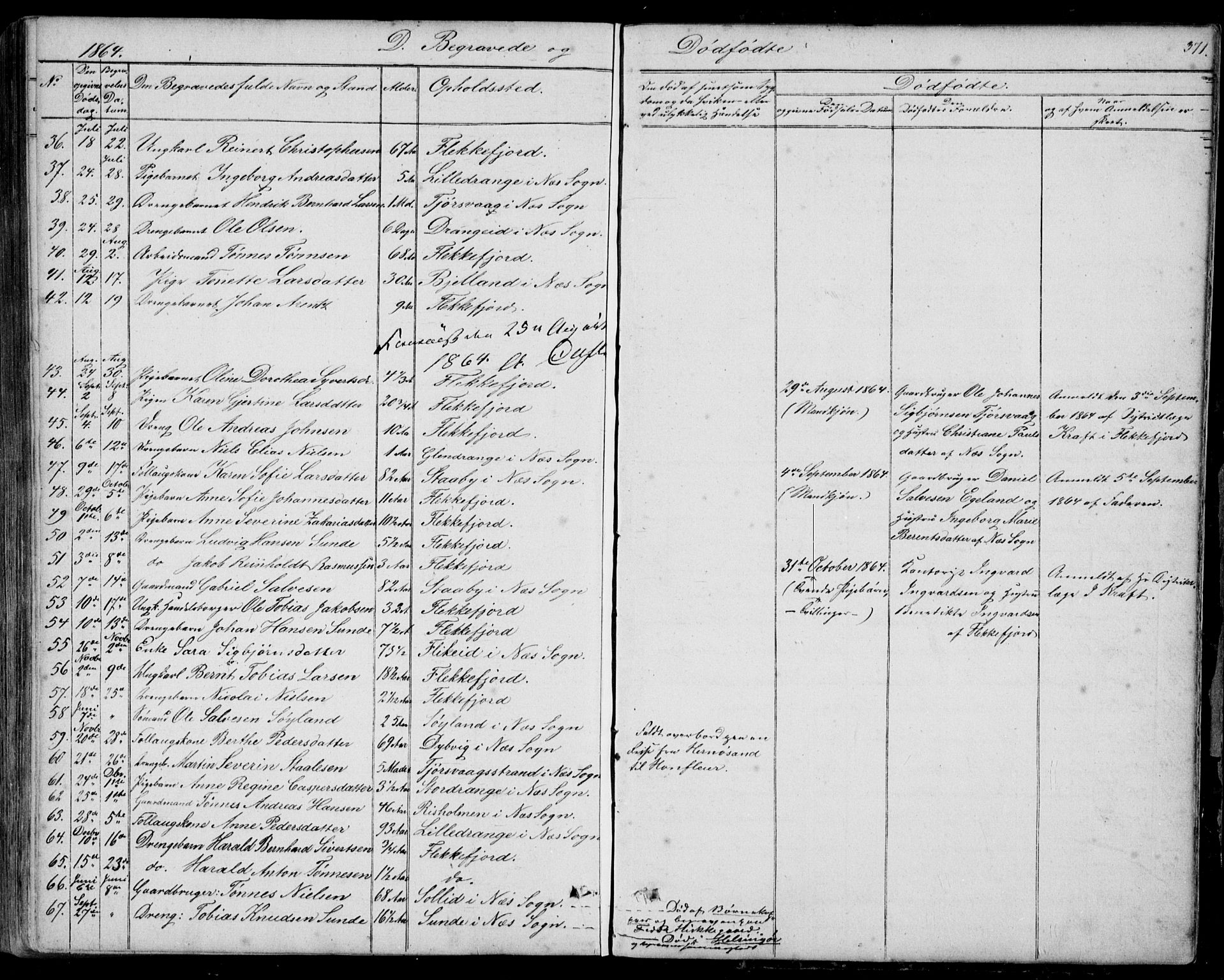 Flekkefjord sokneprestkontor, SAK/1111-0012/F/Fb/Fbc/L0005: Parish register (copy) no. B 5, 1846-1866, p. 371