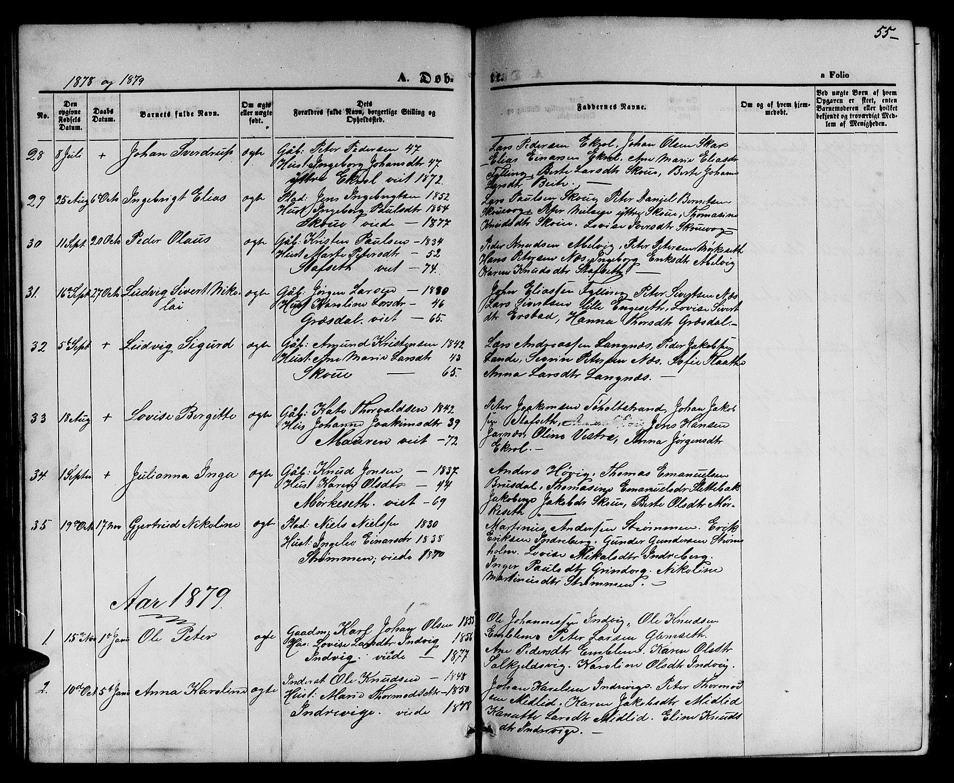 Ministerialprotokoller, klokkerbøker og fødselsregistre - Møre og Romsdal, AV/SAT-A-1454/524/L0364: Parish register (copy) no. 524C05, 1865-1879, p. 55