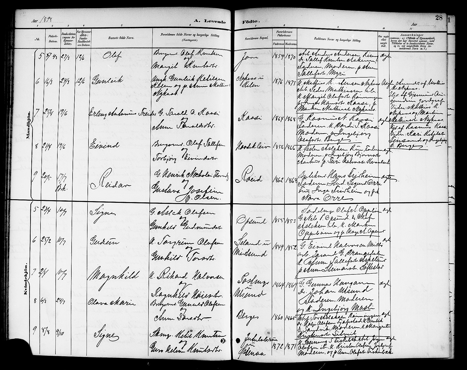 Kviteseid kirkebøker, SAKO/A-276/G/Ga/L0002: Parish register (copy) no. I 2, 1893-1918, p. 28