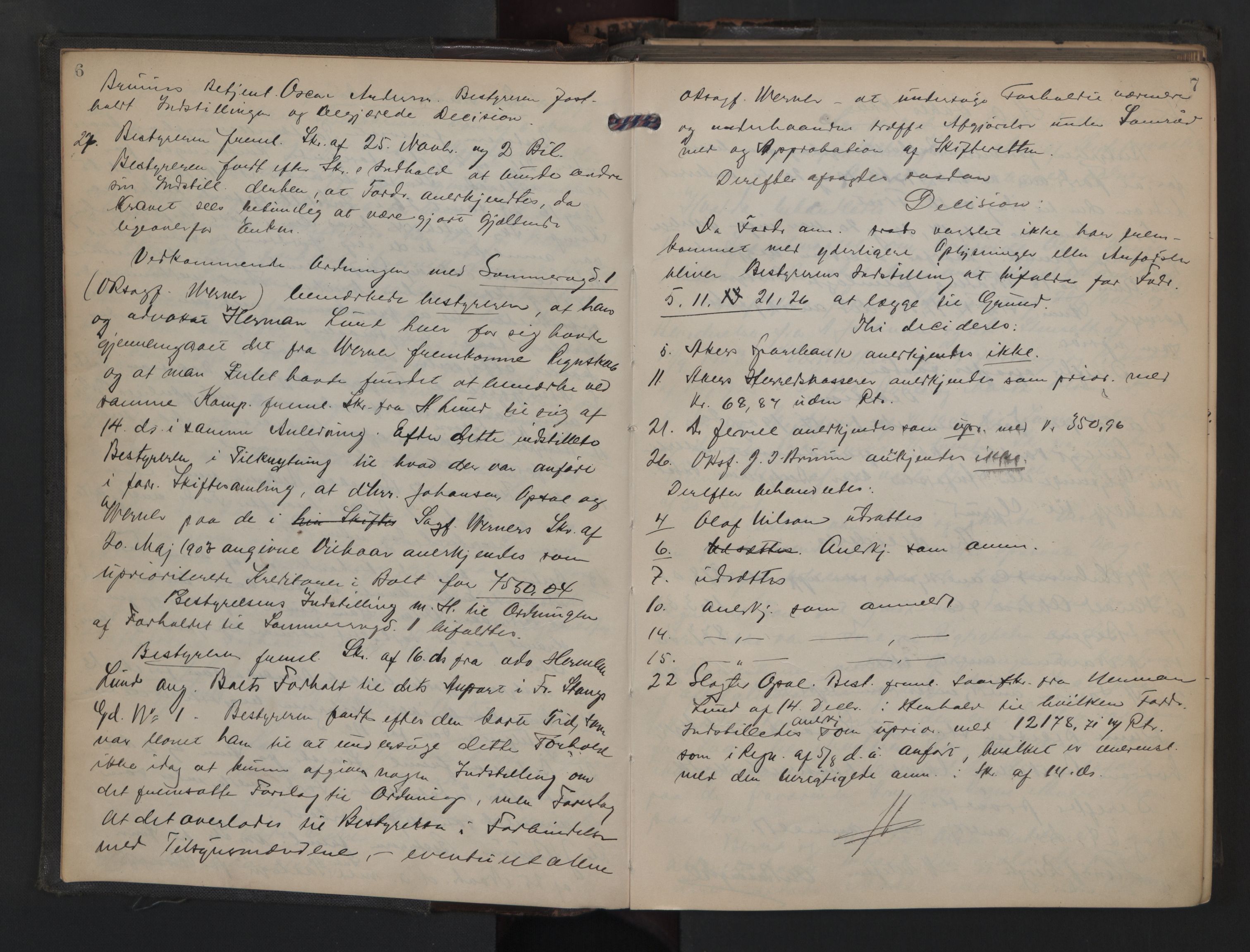 Aker kriminaldommer, skifte- og auksjonsforvalterembete, AV/SAO-A-10452/H/Hd/L0004: Skifteforhandlingsprotokoll, 1903-1905, p. 6-7