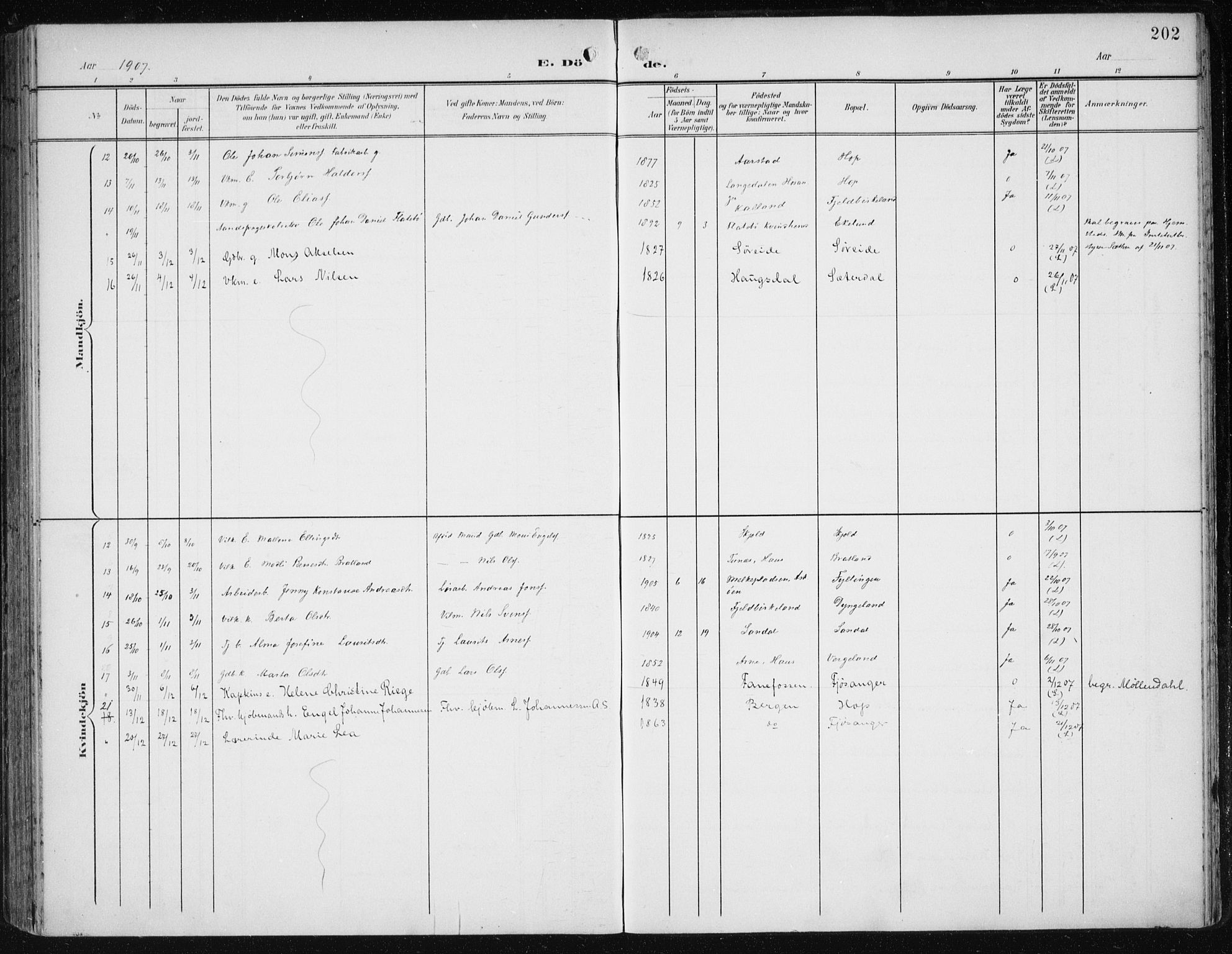 Fana Sokneprestembete, SAB/A-75101/H/Haa/Haai/L0003: Parish register (official) no. I 3, 1900-1912, p. 202