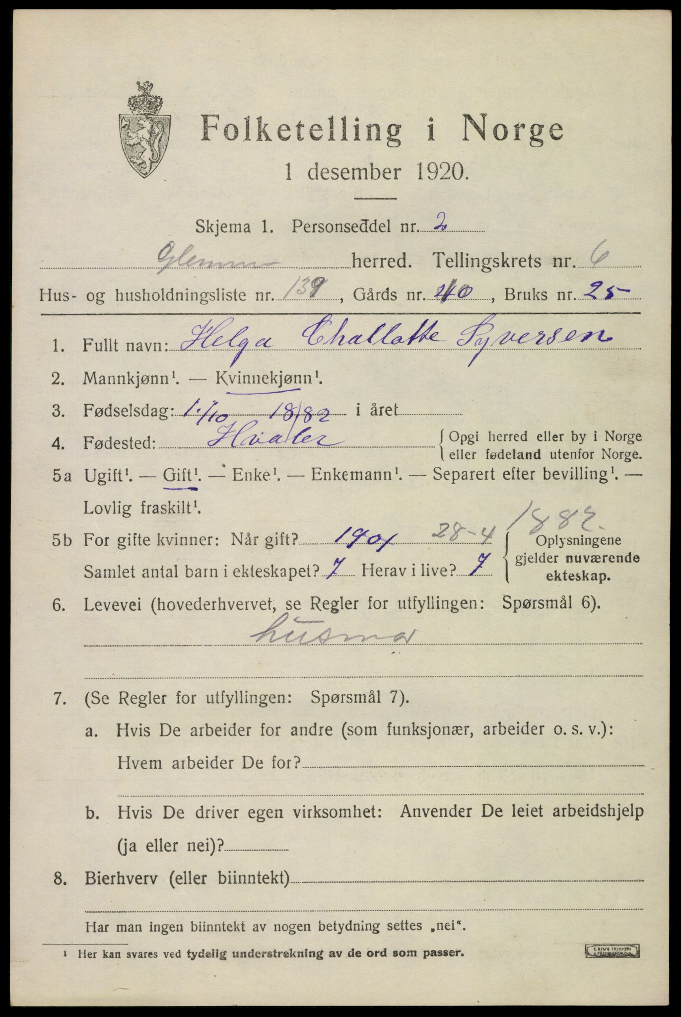 SAO, 1920 census for Glemmen, 1920, p. 21041