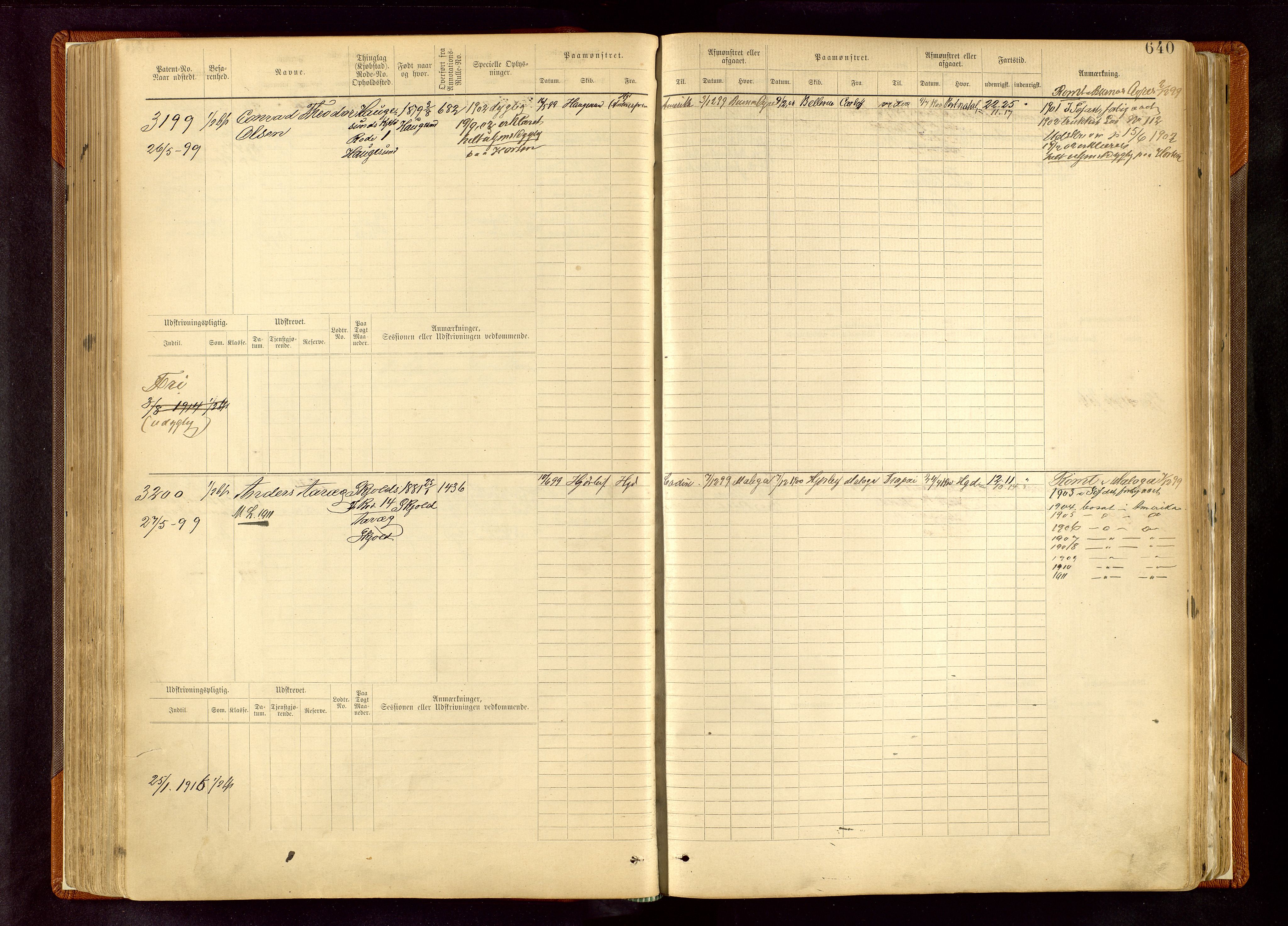 Haugesund sjømannskontor, SAST/A-102007/F/Fb/Fbb/L0008: Sjøfartsrulle Haugesund krets nr. 1923-3832, 1885-1948, p. 640