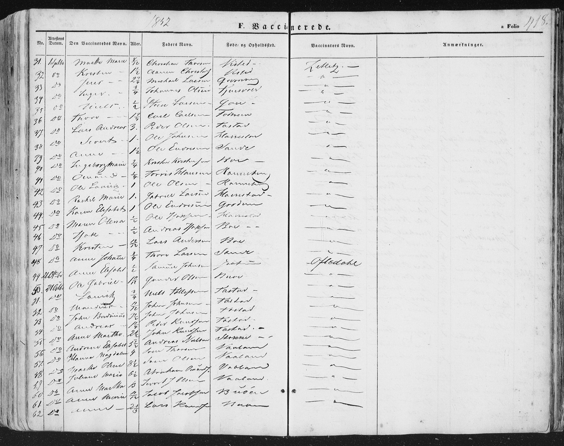 Hetland sokneprestkontor, AV/SAST-A-101826/30/30BA/L0002: Parish register (official) no. A 2, 1849-1869, p. 418