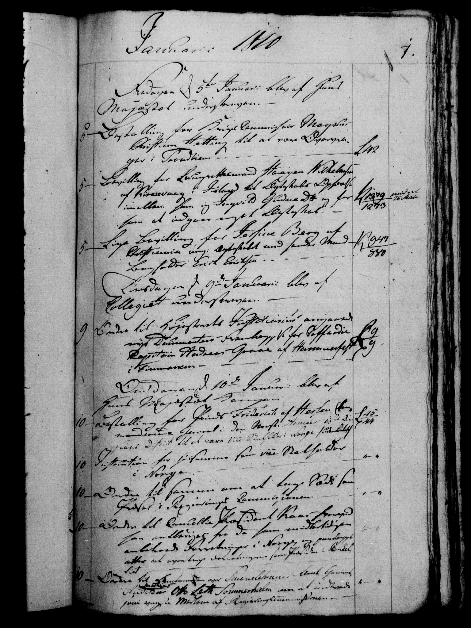 Danske Kanselli 1800-1814, RA/EA-3024/H/Hf/Hfb/Hfbc/L0011: Underskrivelsesbok m. register, 1810, p. 1