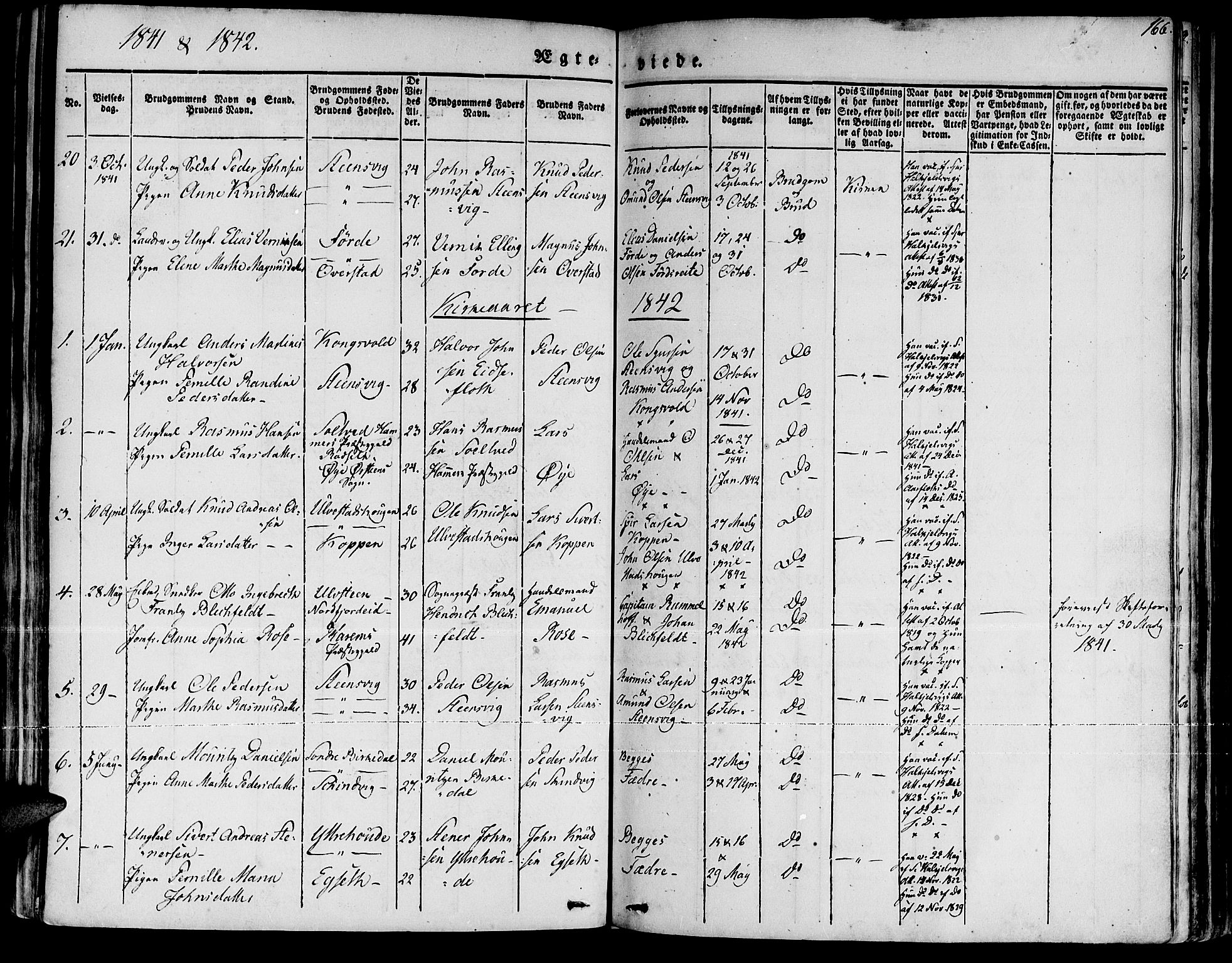 Ministerialprotokoller, klokkerbøker og fødselsregistre - Møre og Romsdal, AV/SAT-A-1454/511/L0139: Parish register (official) no. 511A06, 1831-1850, p. 166