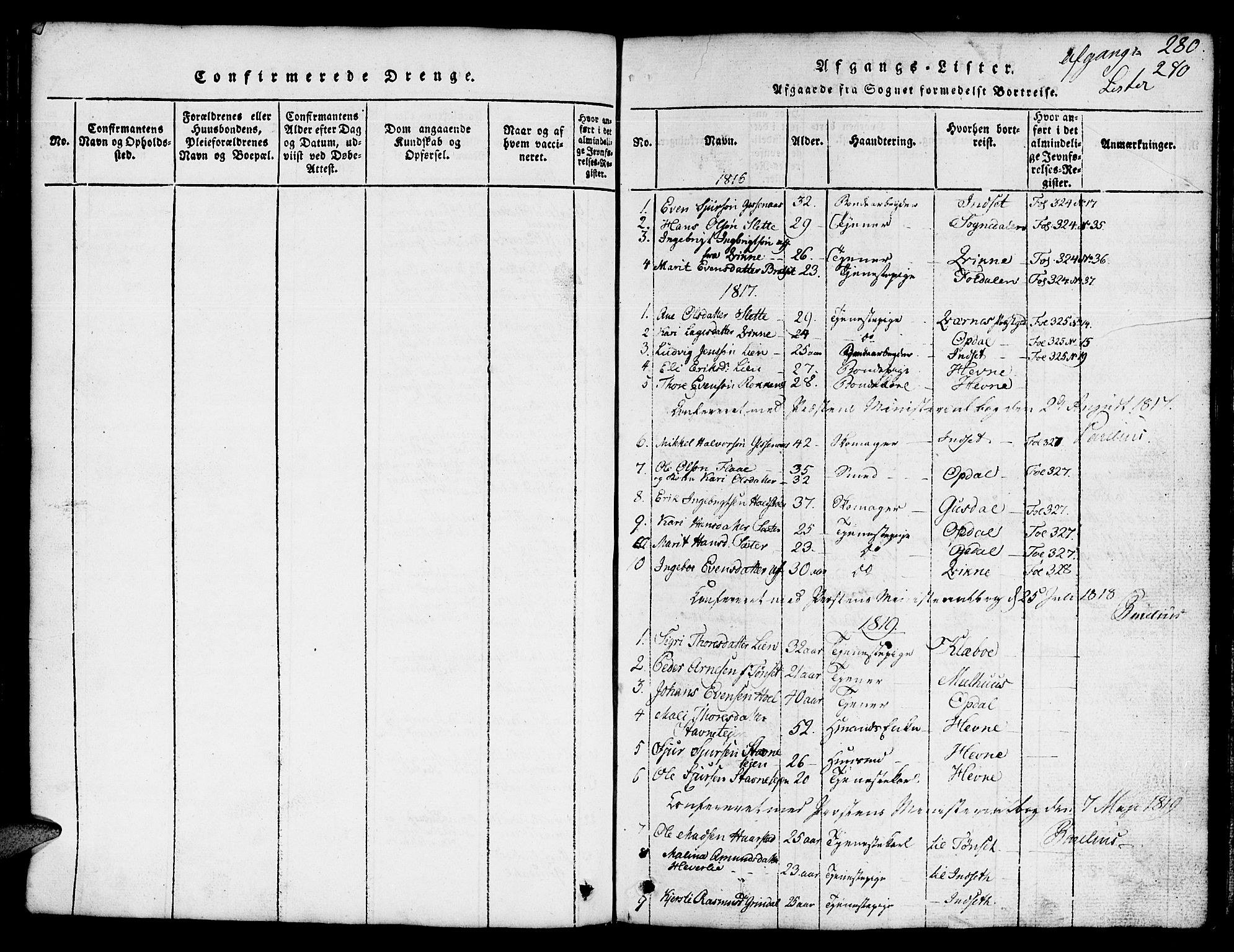 Ministerialprotokoller, klokkerbøker og fødselsregistre - Sør-Trøndelag, SAT/A-1456/674/L0874: Parish register (copy) no. 674C01, 1816-1860, p. 280