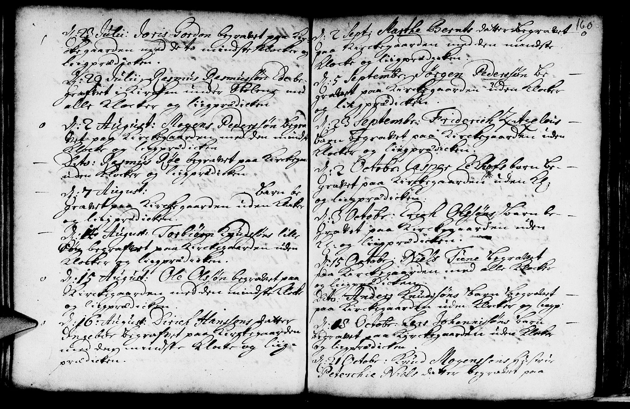 Nykirken Sokneprestembete, AV/SAB-A-77101/H/Haa/L0009: Parish register (official) no. A 9, 1689-1759, p. 160