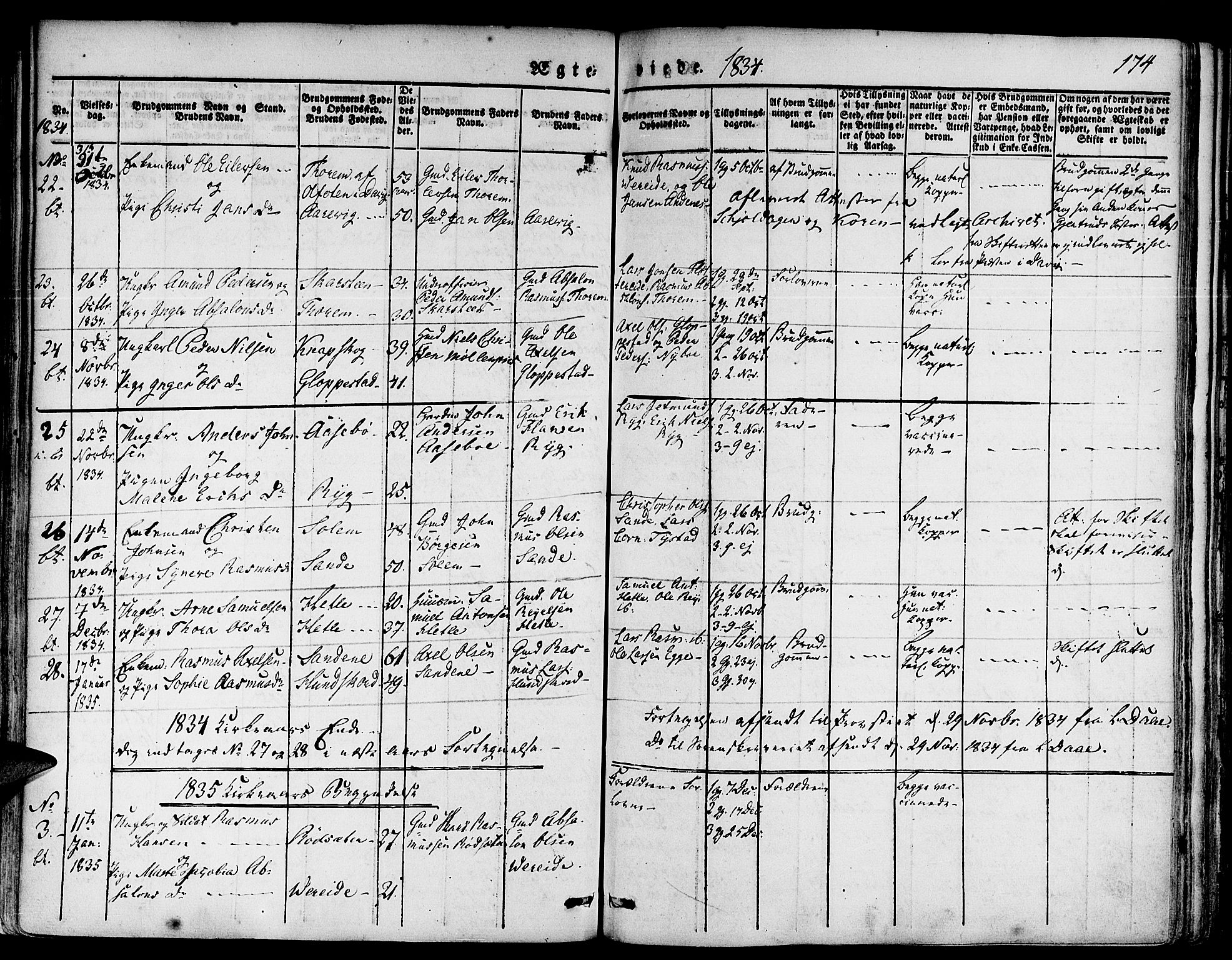 Gloppen sokneprestembete, AV/SAB-A-80101/H/Haa/Haaa/L0007: Parish register (official) no. A 7, 1827-1837, p. 174