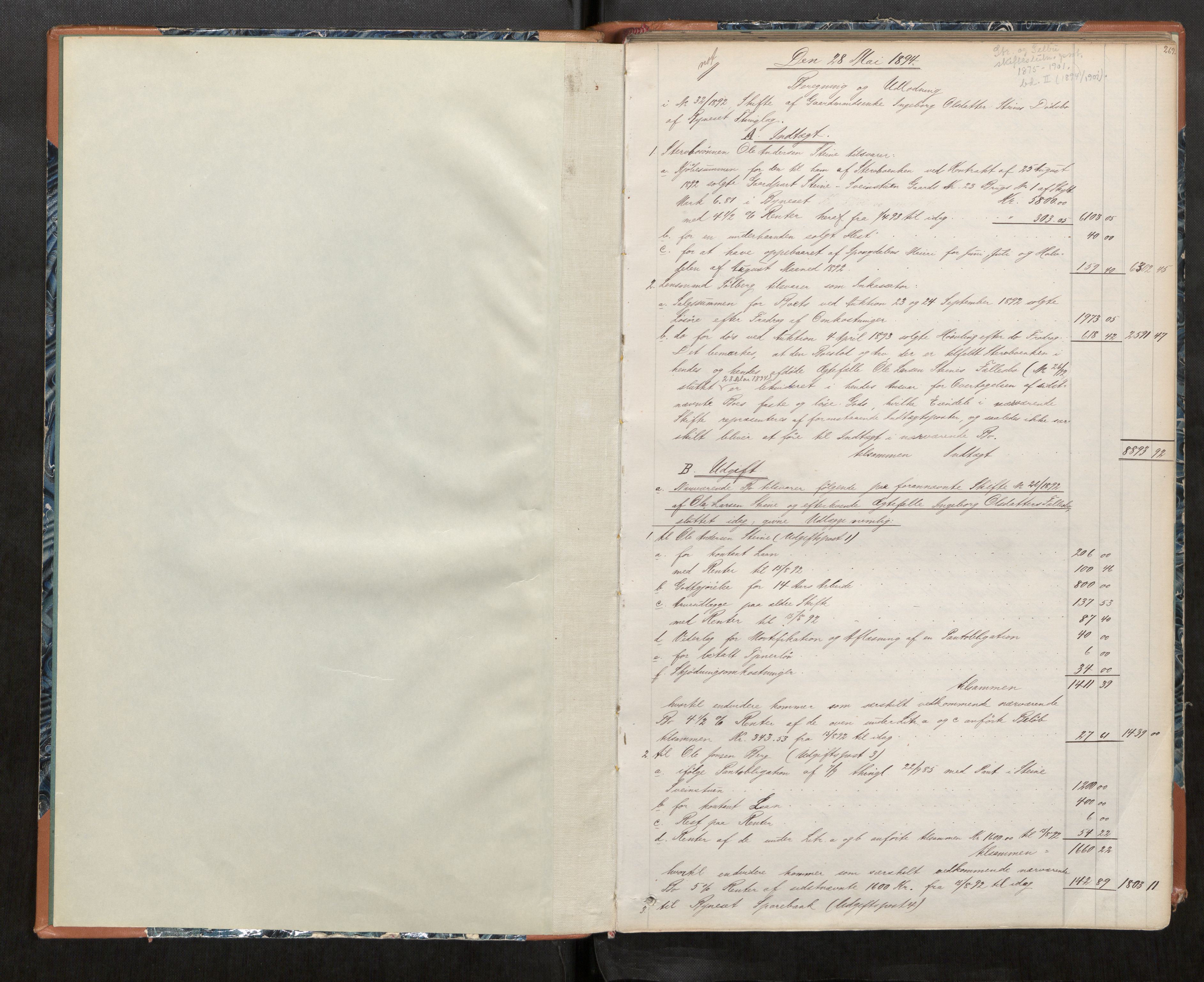 Strinda og Selbu sorenskriveri, AV/SAT-A-0015/3/3A/3Aa/L0016: Skifteutlodningsprot. 4b, 1894-1901, p. 269