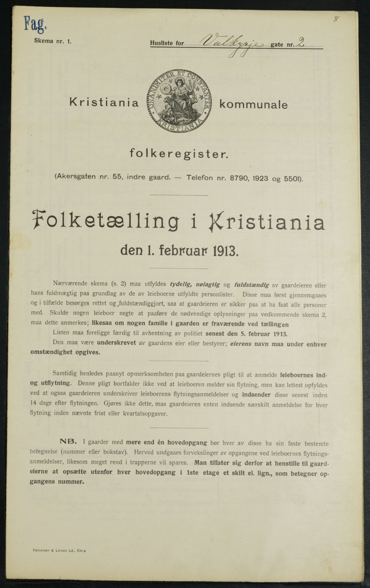 OBA, Municipal Census 1913 for Kristiania, 1913, p. 121517