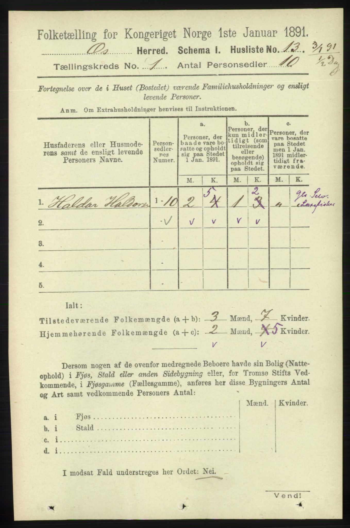 RA, 1891 census for 1243 Os, 1891, p. 48