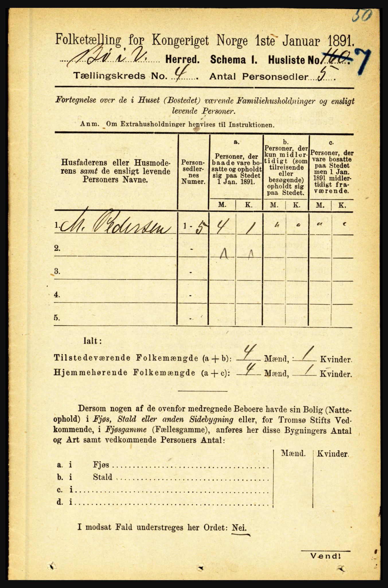 RA, 1891 census for 1867 Bø, 1891, p. 1938