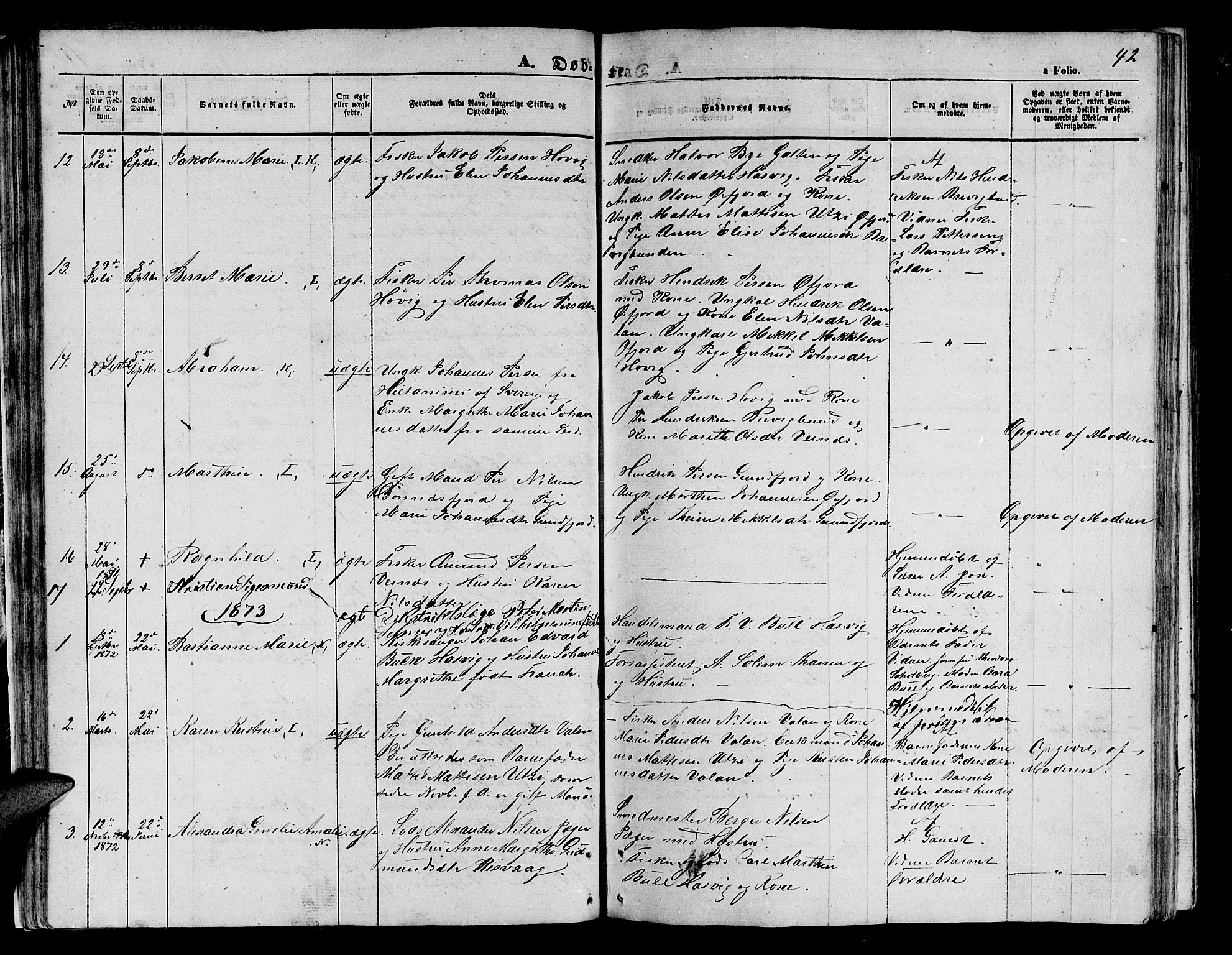 Loppa sokneprestkontor, SATØ/S-1339/H/Hb/L0003klokker: Parish register (copy) no. 3, 1853-1880, p. 42