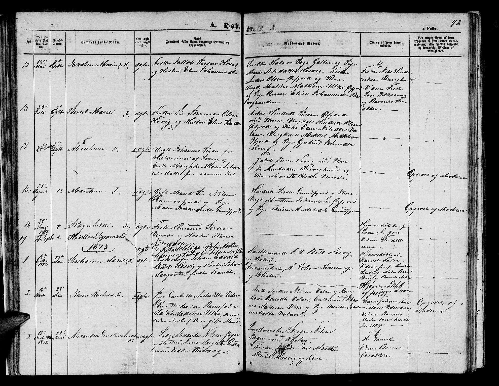 Loppa sokneprestkontor, AV/SATØ-S-1339/H/Hb/L0003klokker: Parish register (copy) no. 3, 1853-1880, p. 42