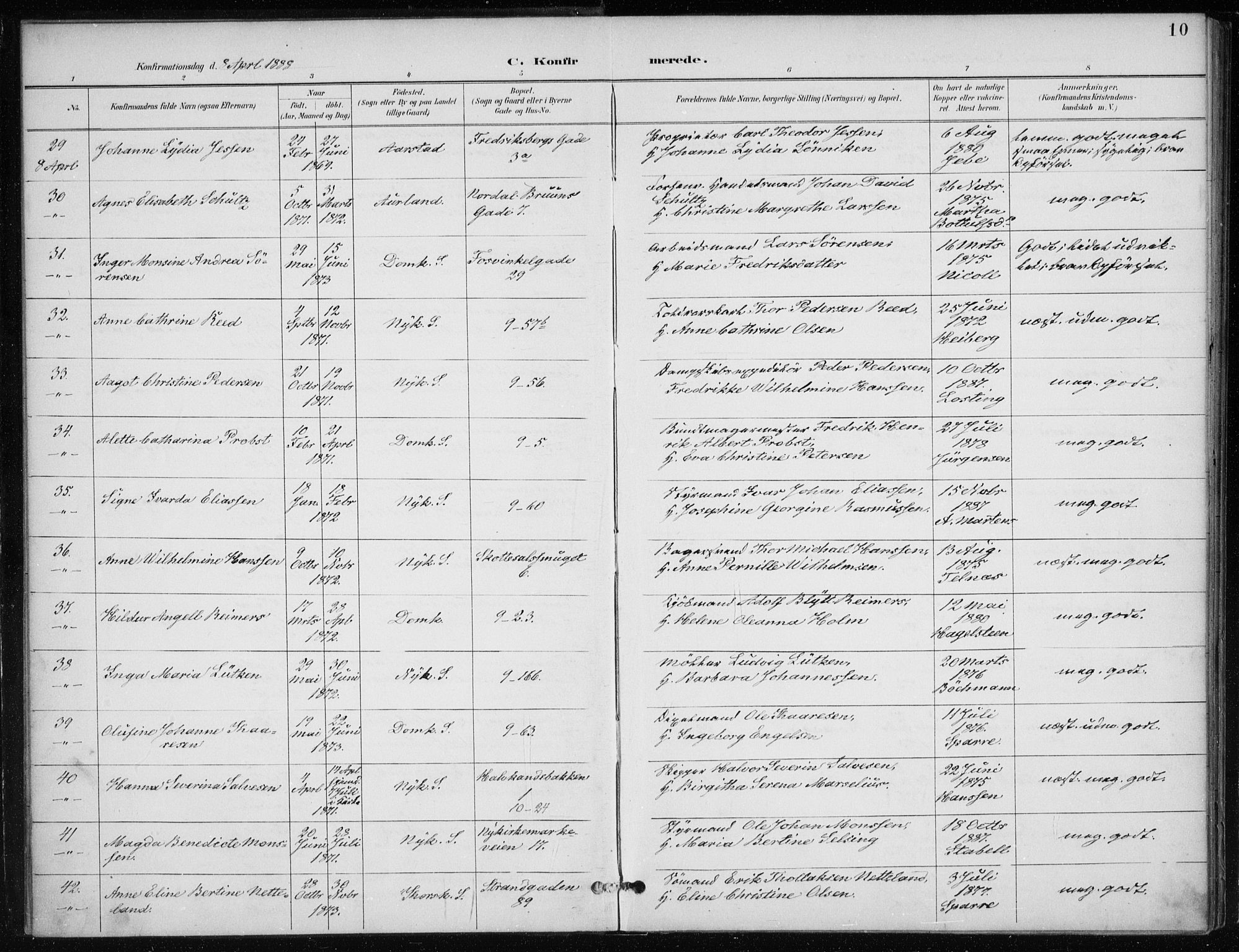 Nykirken Sokneprestembete, AV/SAB-A-77101/H/Haa/L0028: Parish register (official) no. C 7, 1887-1913, p. 10