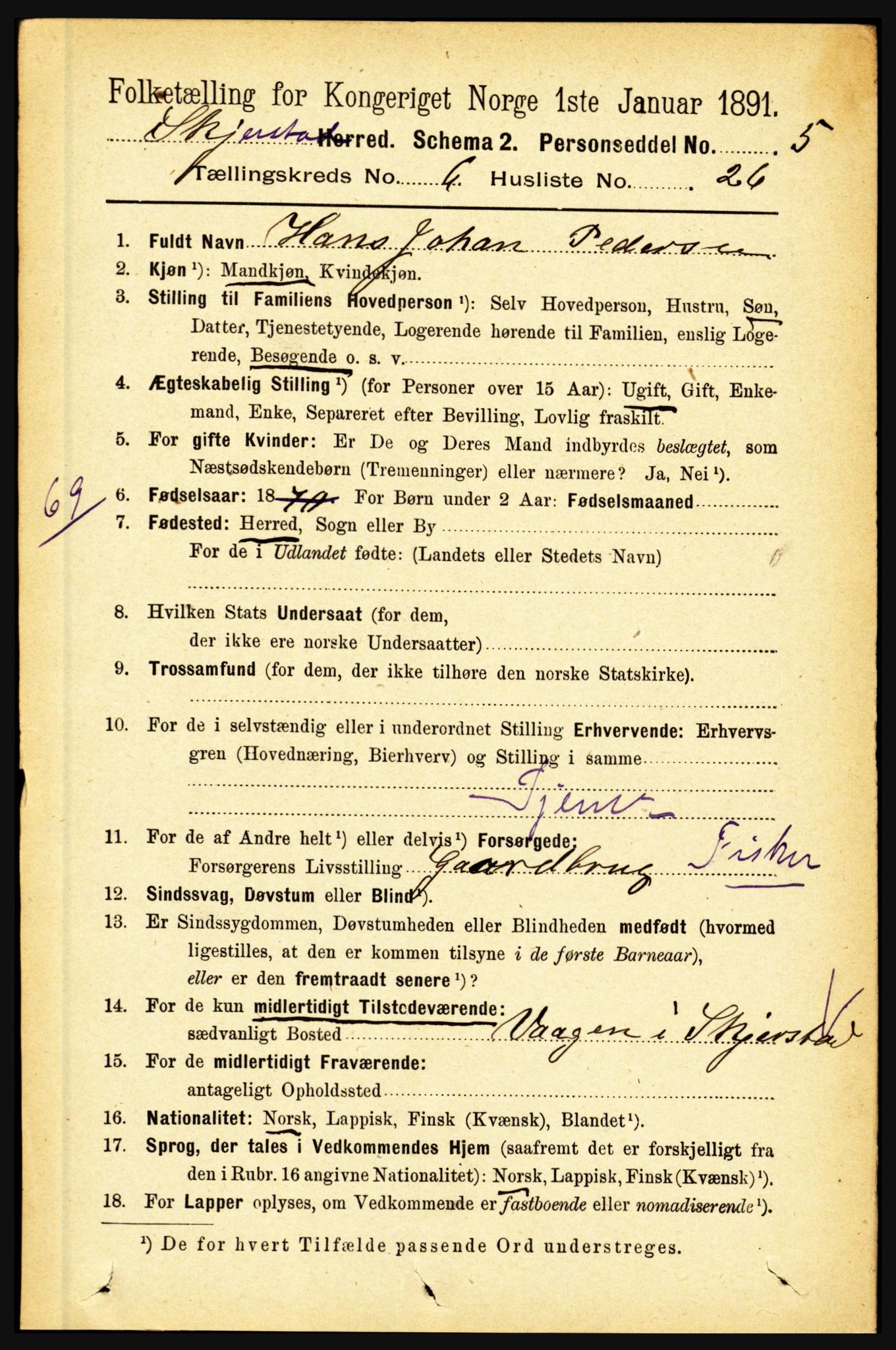 RA, 1891 census for 1842 Skjerstad, 1891, p. 2201