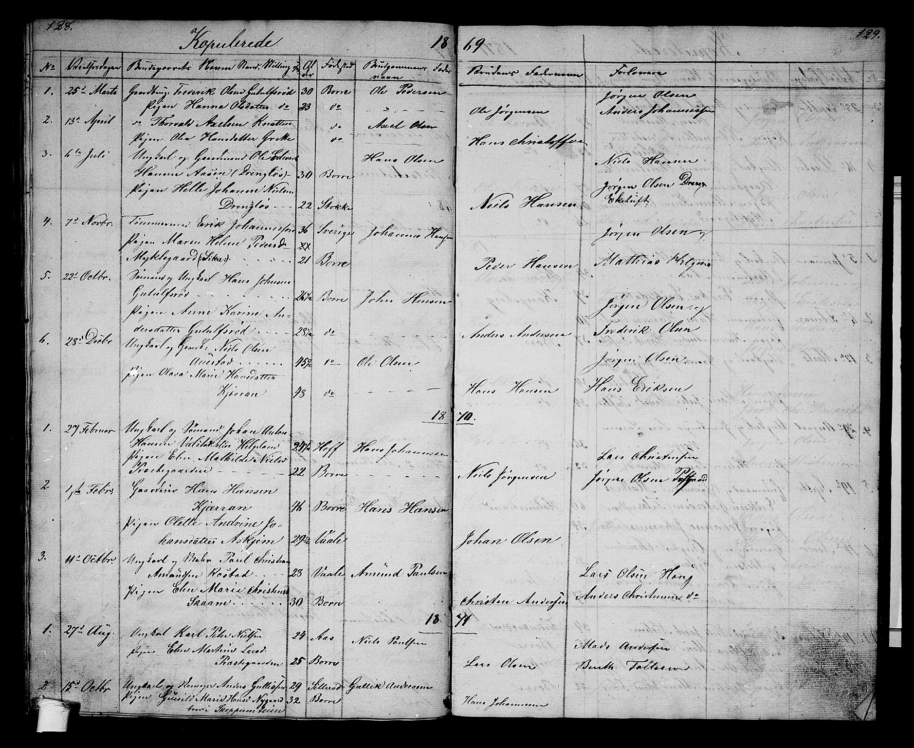 Borre kirkebøker, AV/SAKO-A-338/G/Gb/L0001: Parish register (copy) no. II 1, 1842-1877, p. 128-129