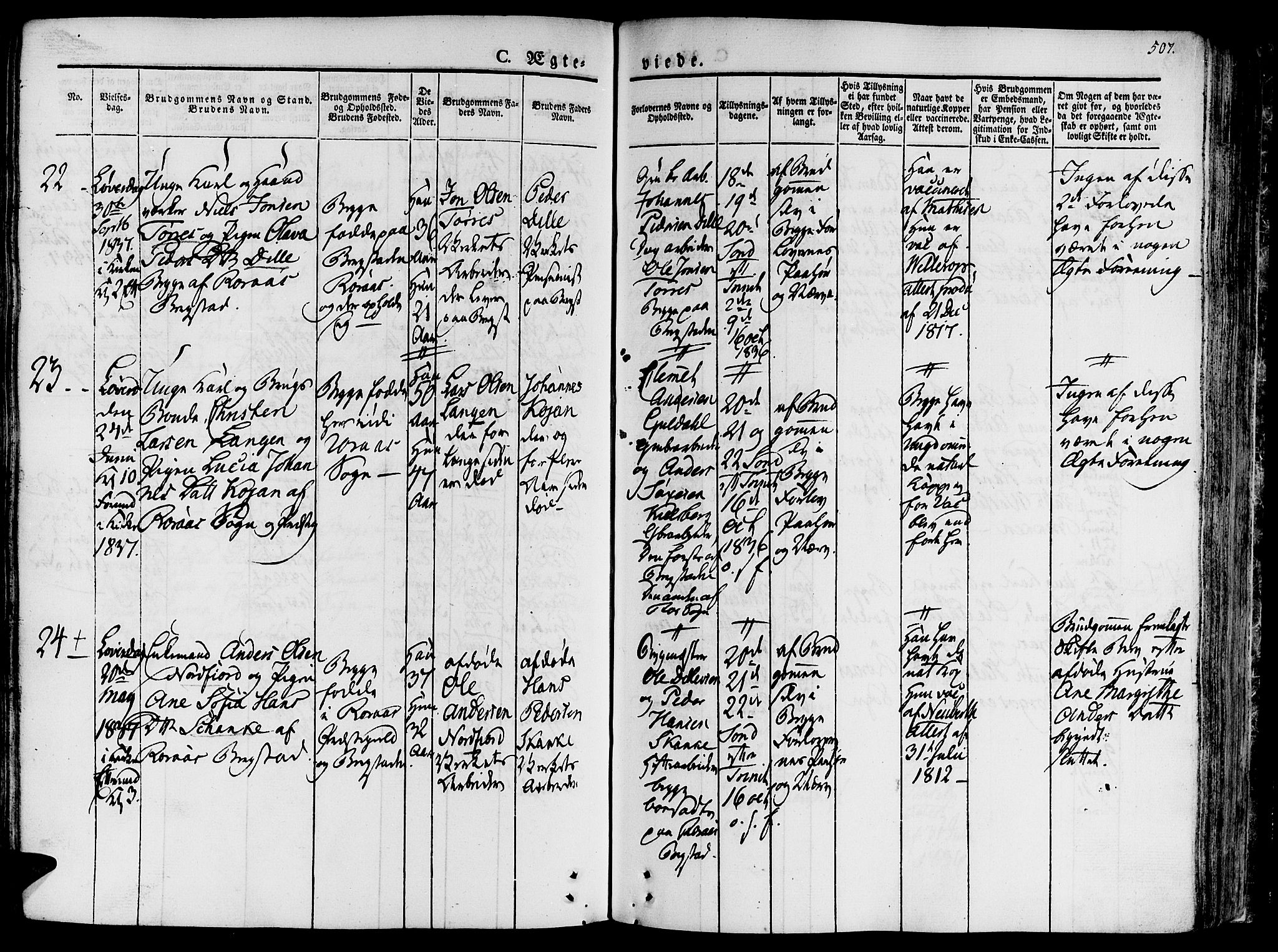 Ministerialprotokoller, klokkerbøker og fødselsregistre - Sør-Trøndelag, SAT/A-1456/681/L0930: Parish register (official) no. 681A08, 1829-1844, p. 507