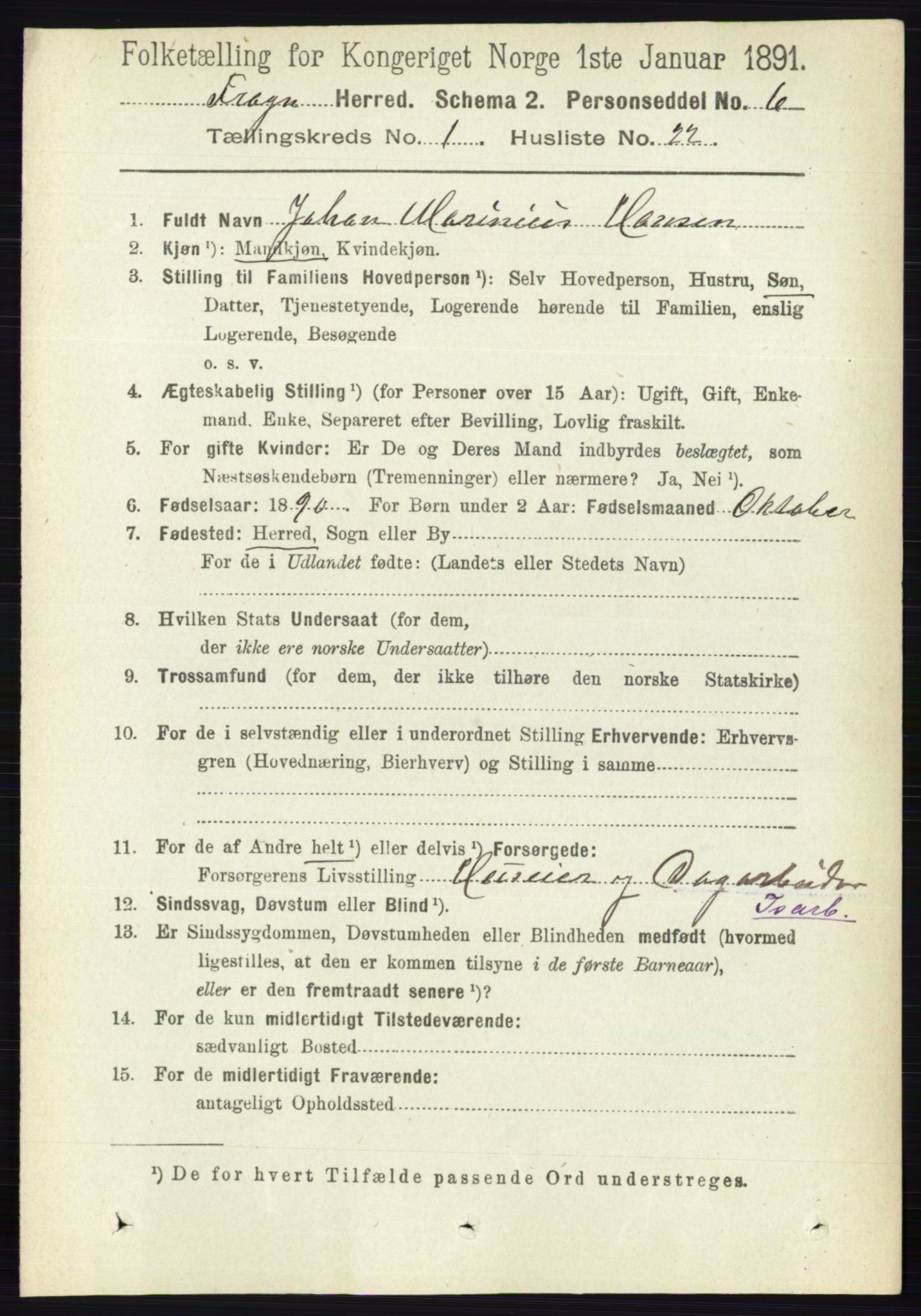 RA, 1891 census for 0215 Frogn, 1891, p. 266