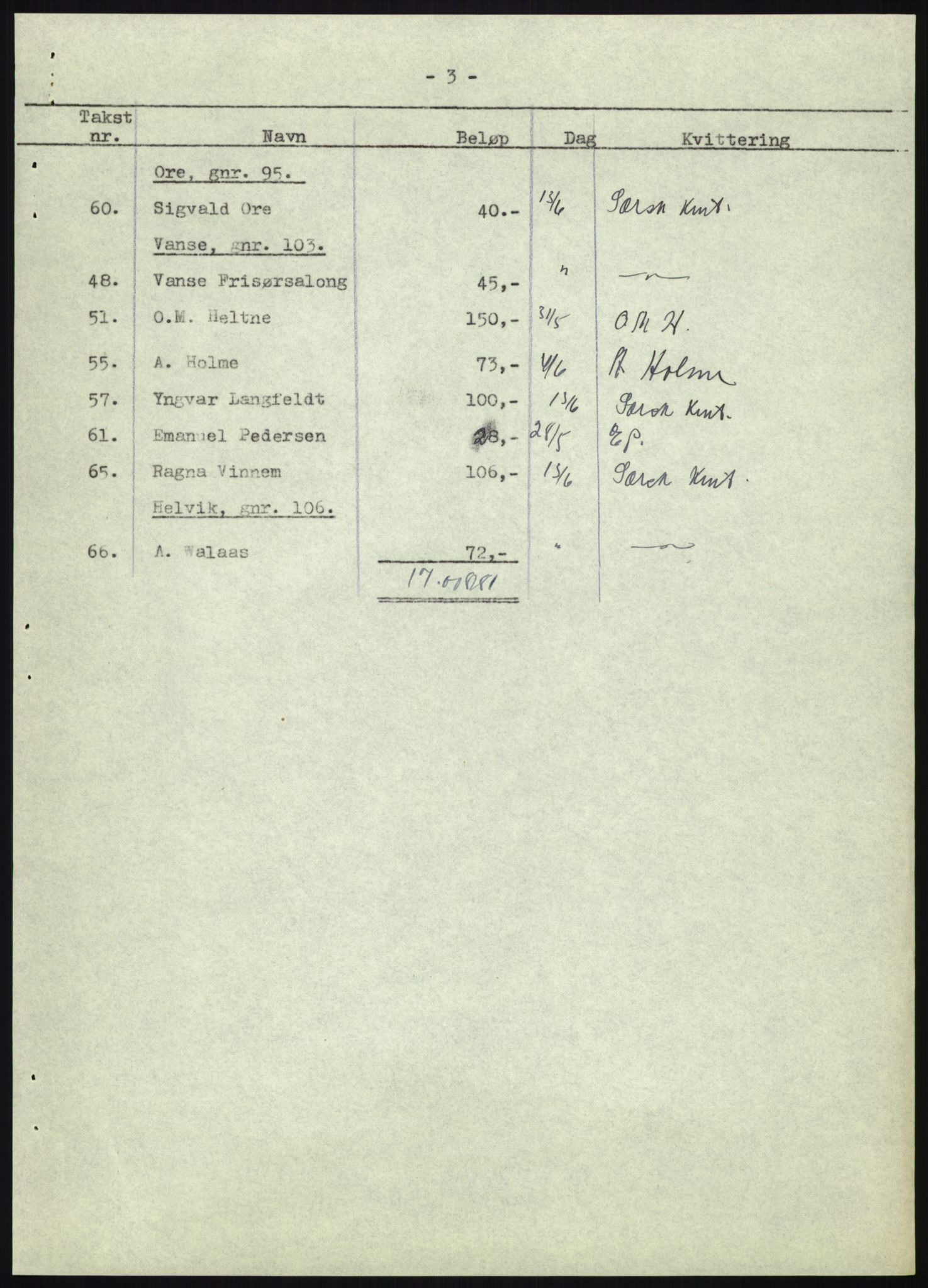 Forsvarsdepartementet, 10. kontor / Oppgjørskontoret, AV/RA-RAFA-1225/D/Db/L0180: Lista oppgjørskontor, 1942-1952, p. 1142