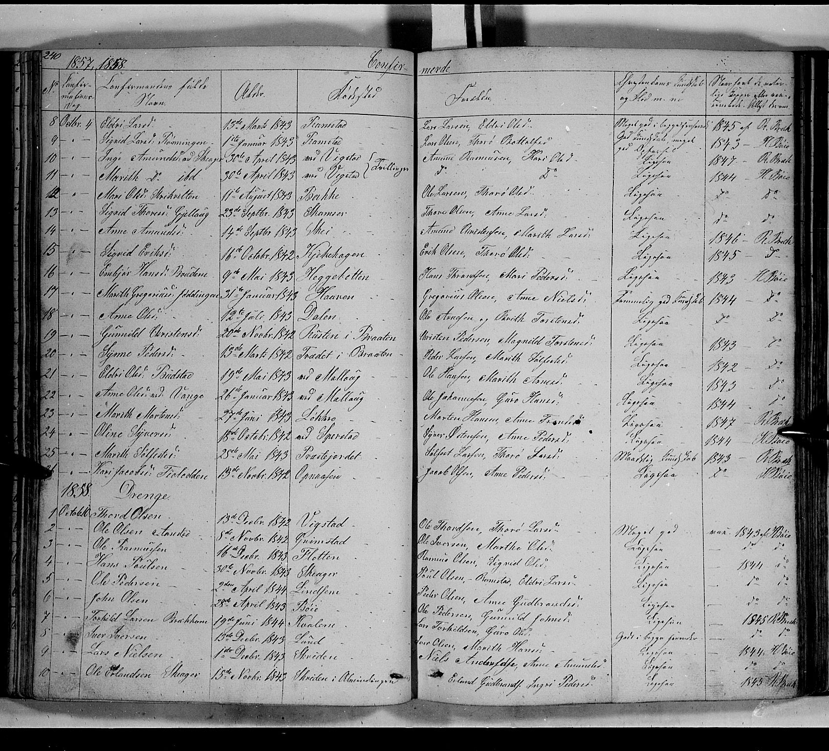 Lom prestekontor, SAH/PREST-070/L/L0004: Parish register (copy) no. 4, 1845-1864, p. 240-241